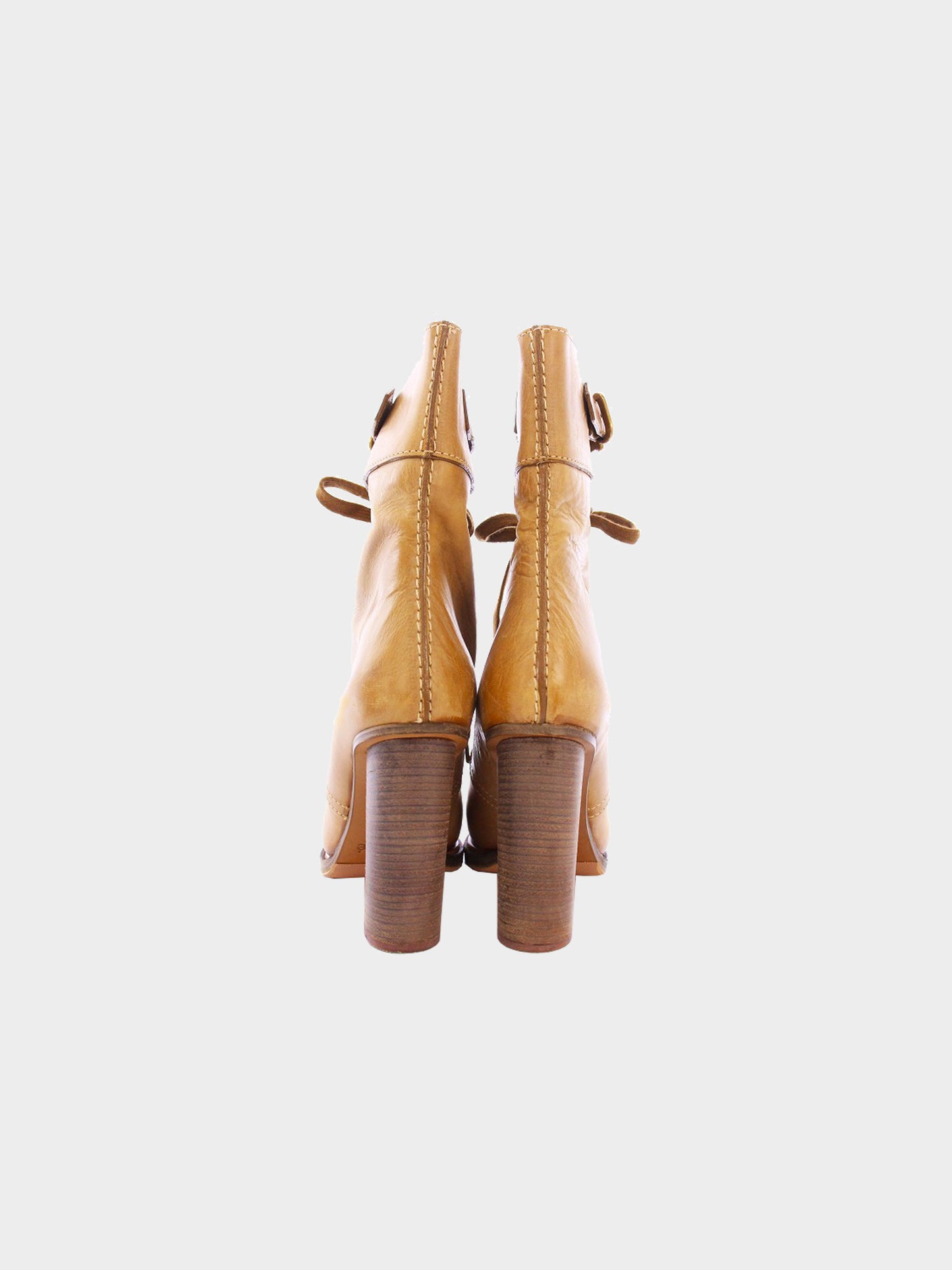 Chloé 2000s Beige Leather Lace-up Calf Boots