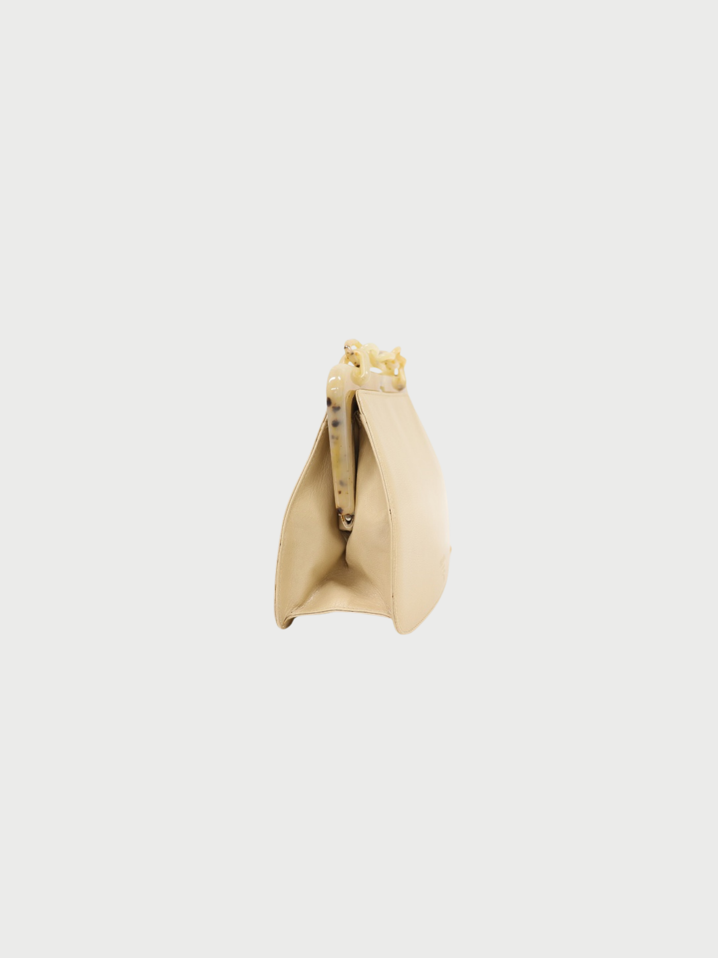 Prada 2000s Ivory Beige Leather Plastic Chain Shoulder Bag