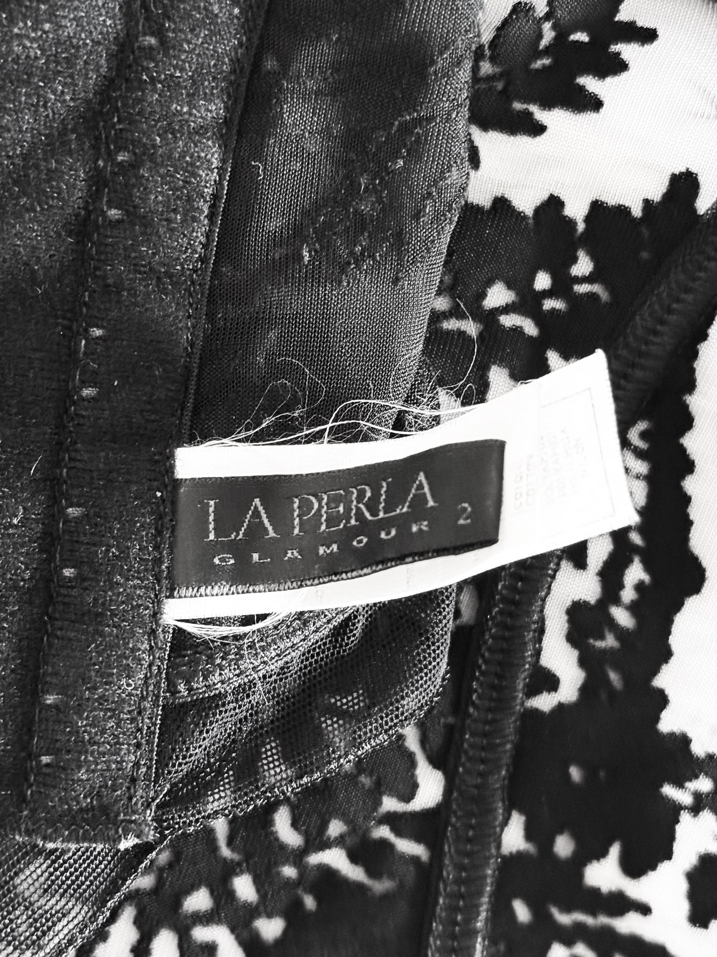 La Perla 2000s Black Sheer Mesh Fern Bustier Top