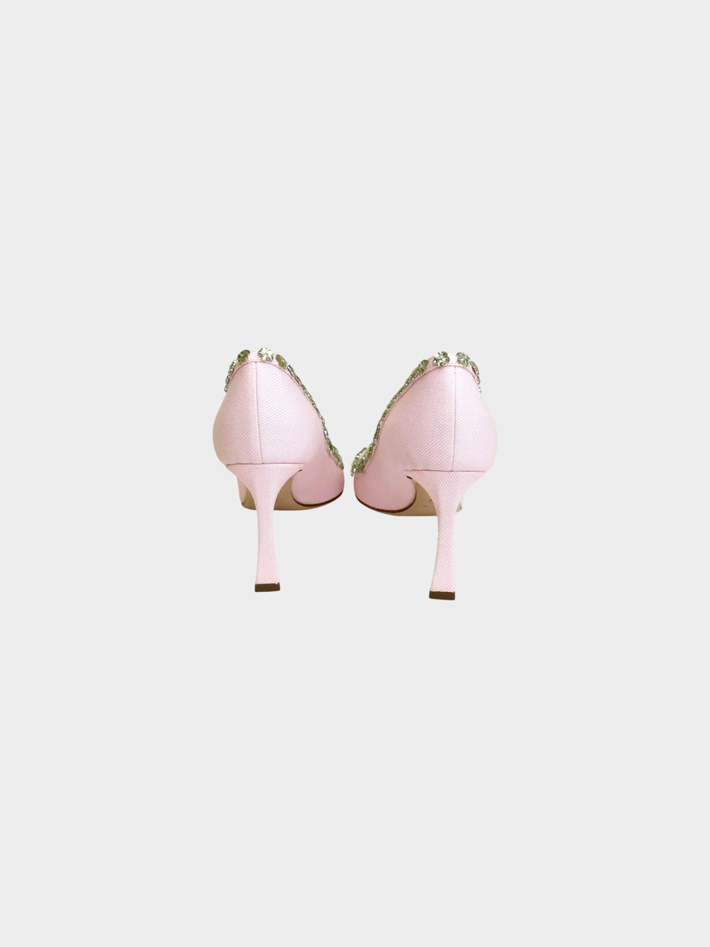 Christian Dior 2016 Light Pink Denim Crystal Garland Studded Heels