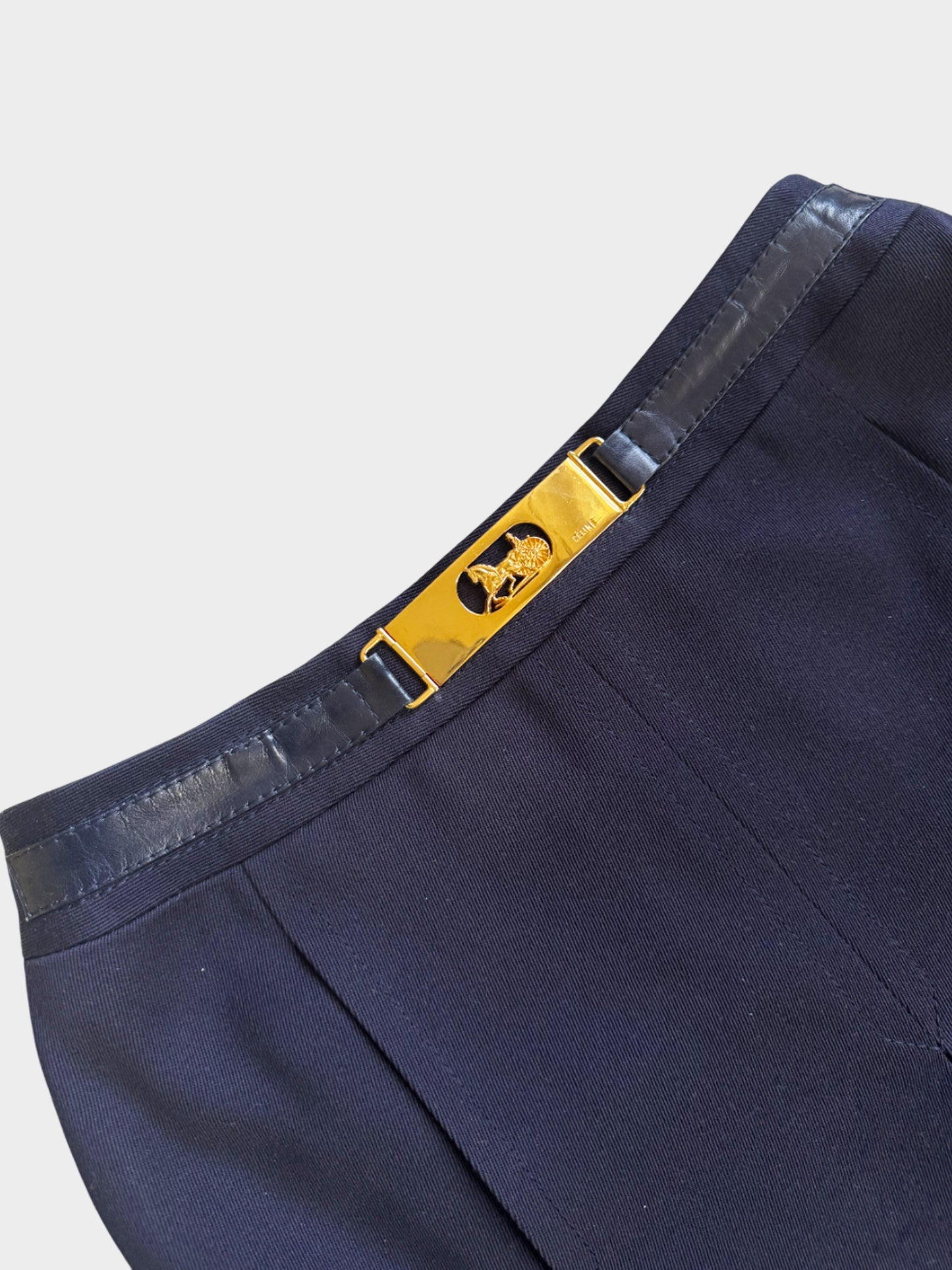 Celine 1990s Navy Pleated Skirt