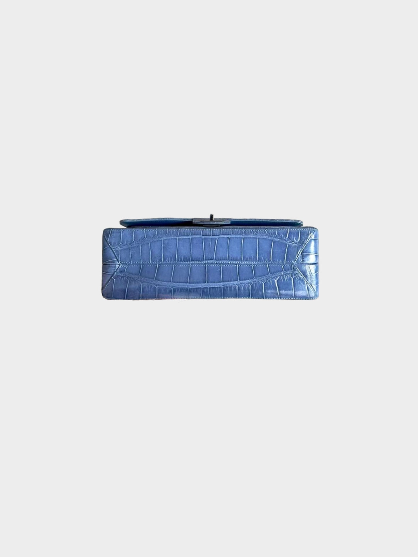 Chanel 2018 Denim Blue Reissue 2.55 Alligator Medium Classic Double Flap Bag