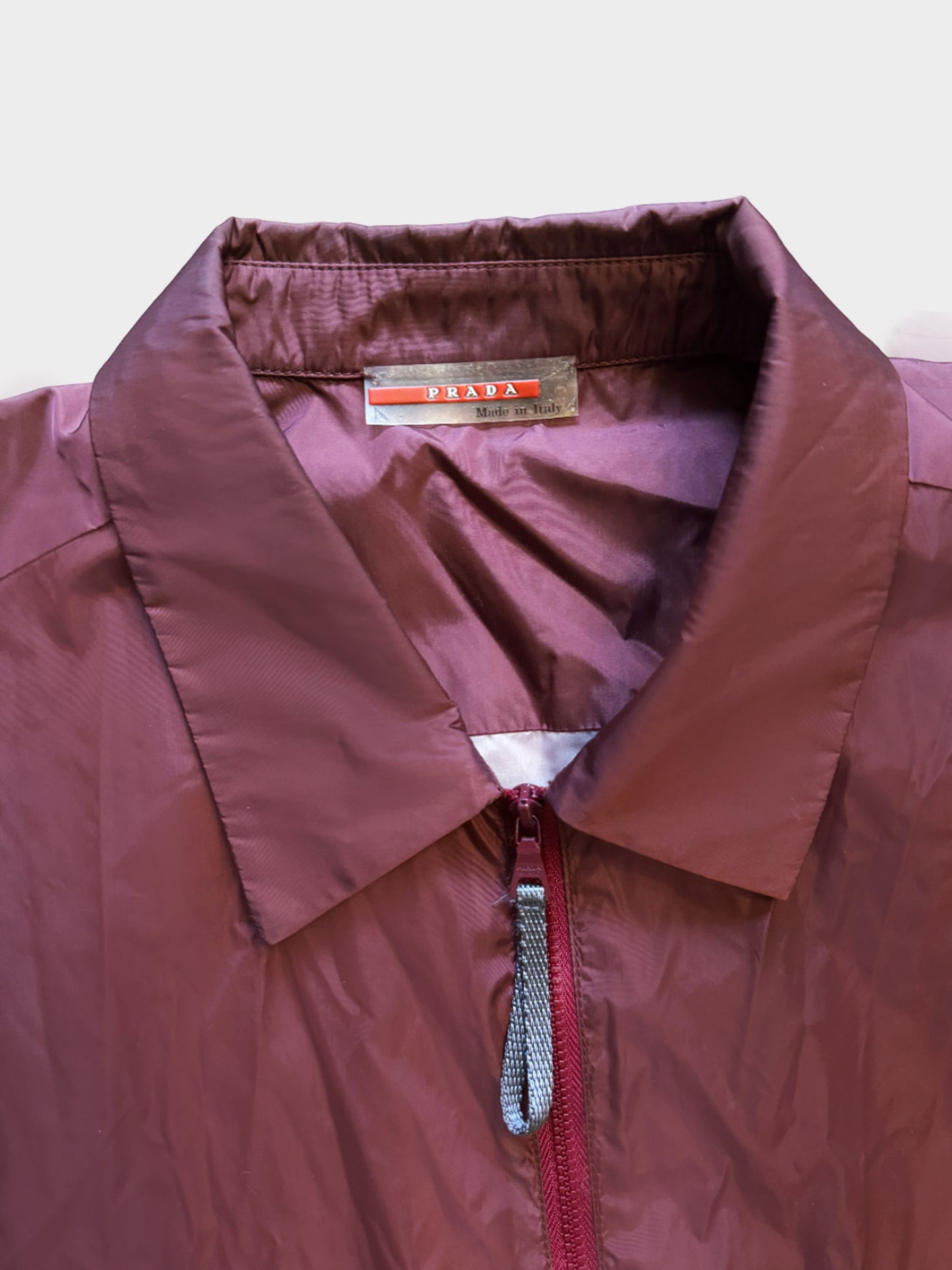Prada Sport SS 1999 Burgundy Nylon Zip-up Top