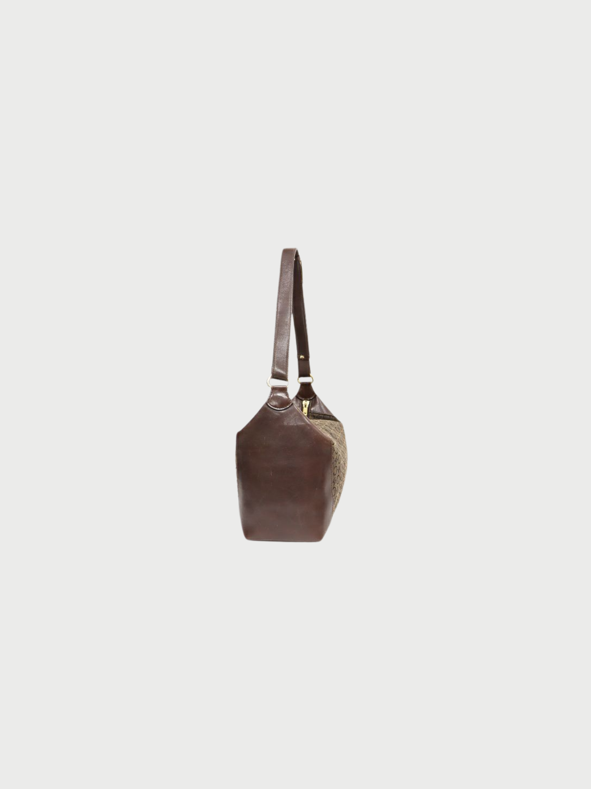 Celine 2000s Brown C-Macadam Canvas Leather One-Shoulder Bagc