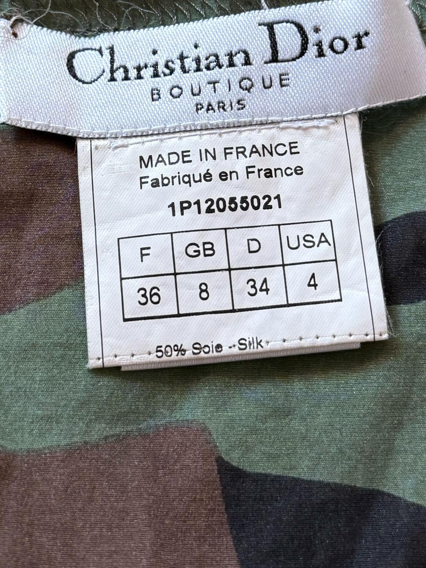 Christian Dior 2000s Green Camouflage Silk Two-Piece Set