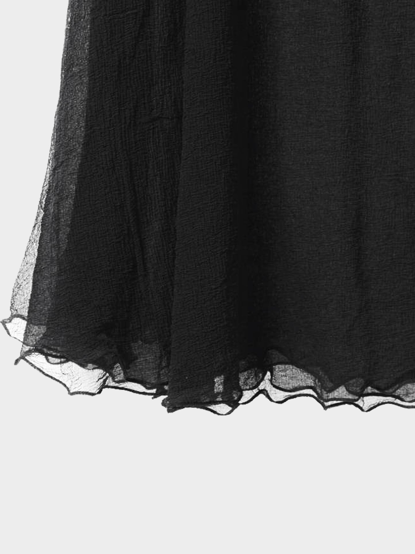 Chloe 2000s Black Silk Chiffon Ruffle Tiered Long Skirt