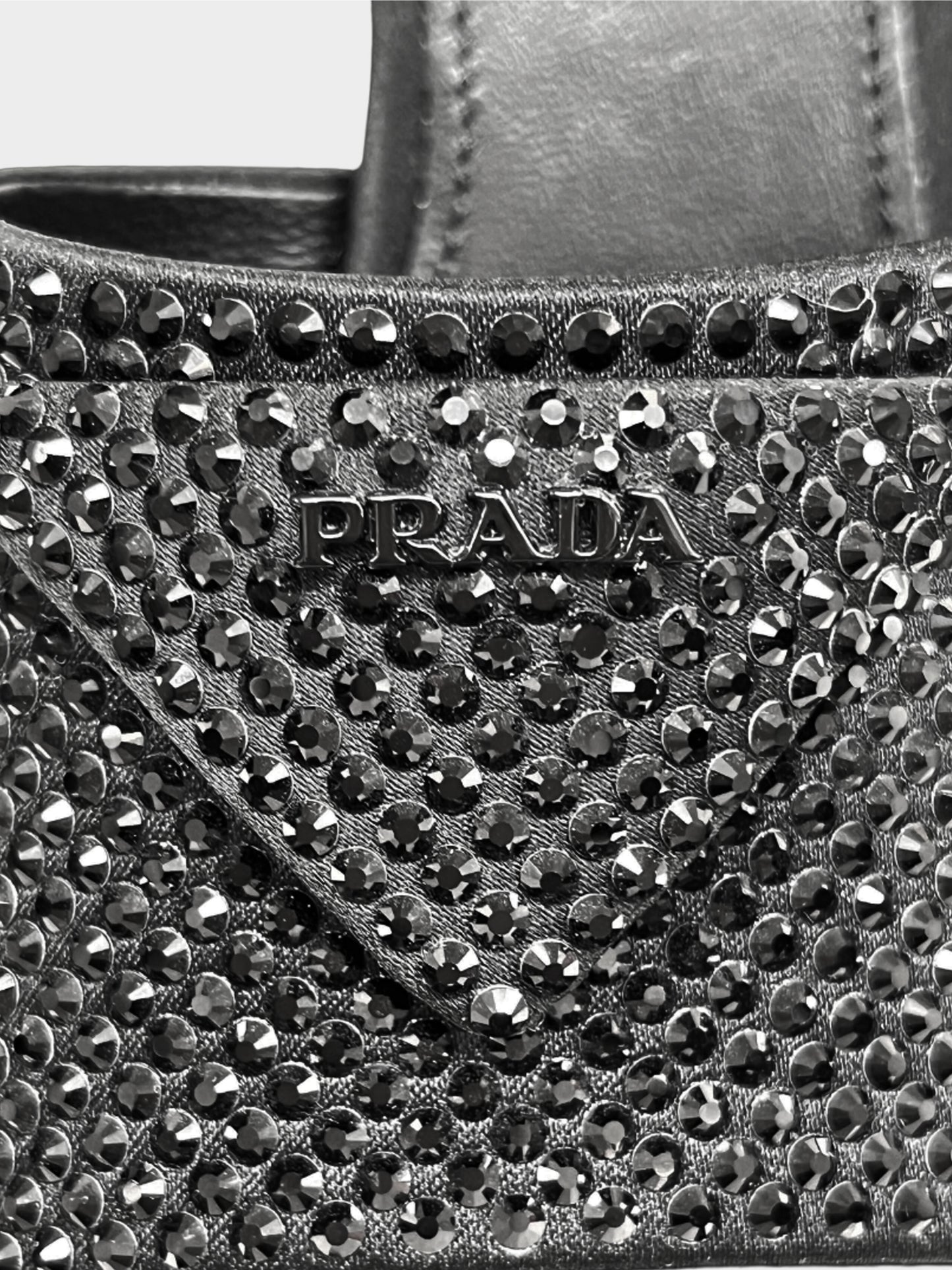 Prada SS 2022 Black Satin Swarovski Heeled Mules