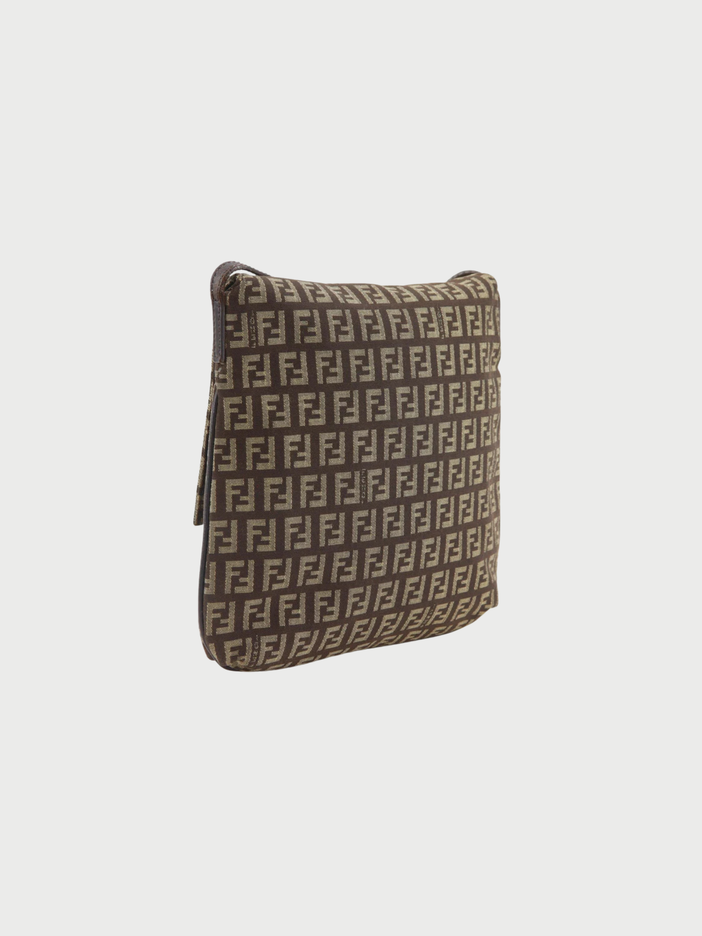 Fendi 2000s Brown Zucchino Canvas Crossbody Shoulder Bag