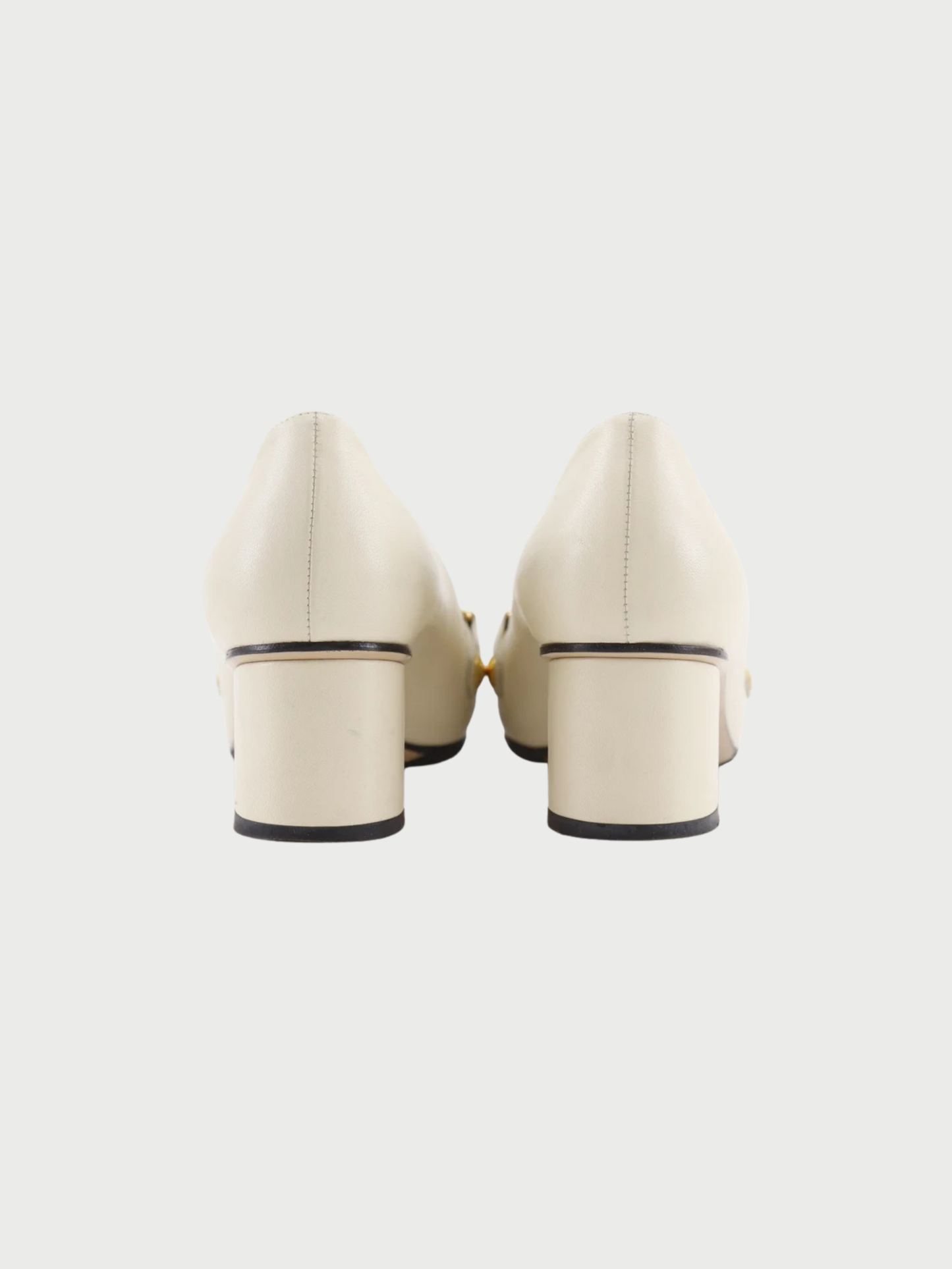Gucci 2010s Ivory Leather Sylvie Chain Pumps