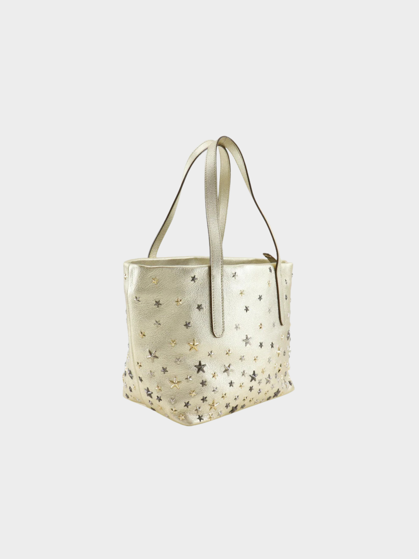 Jimmy Choo 2010s Silver Leather Star Stud Sophia Tote Bag