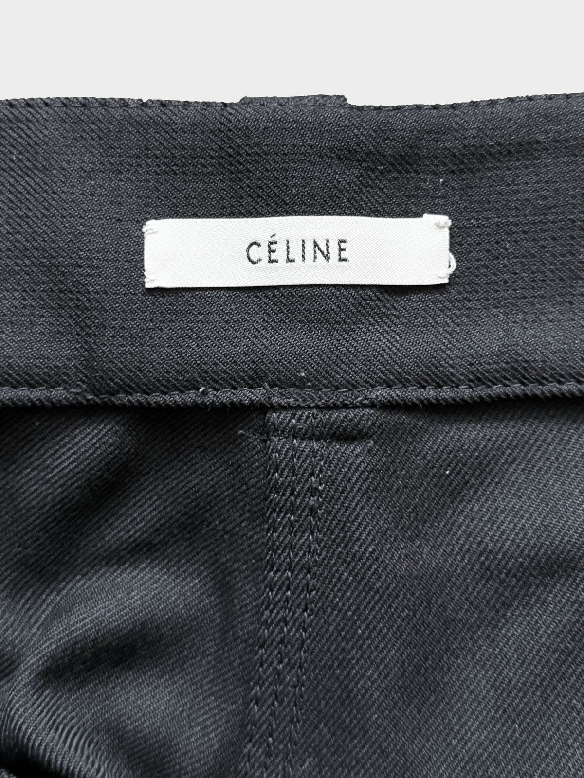 Celine by Phoebe Philo FW 2018 Black Curved Hem Wool Skirt
