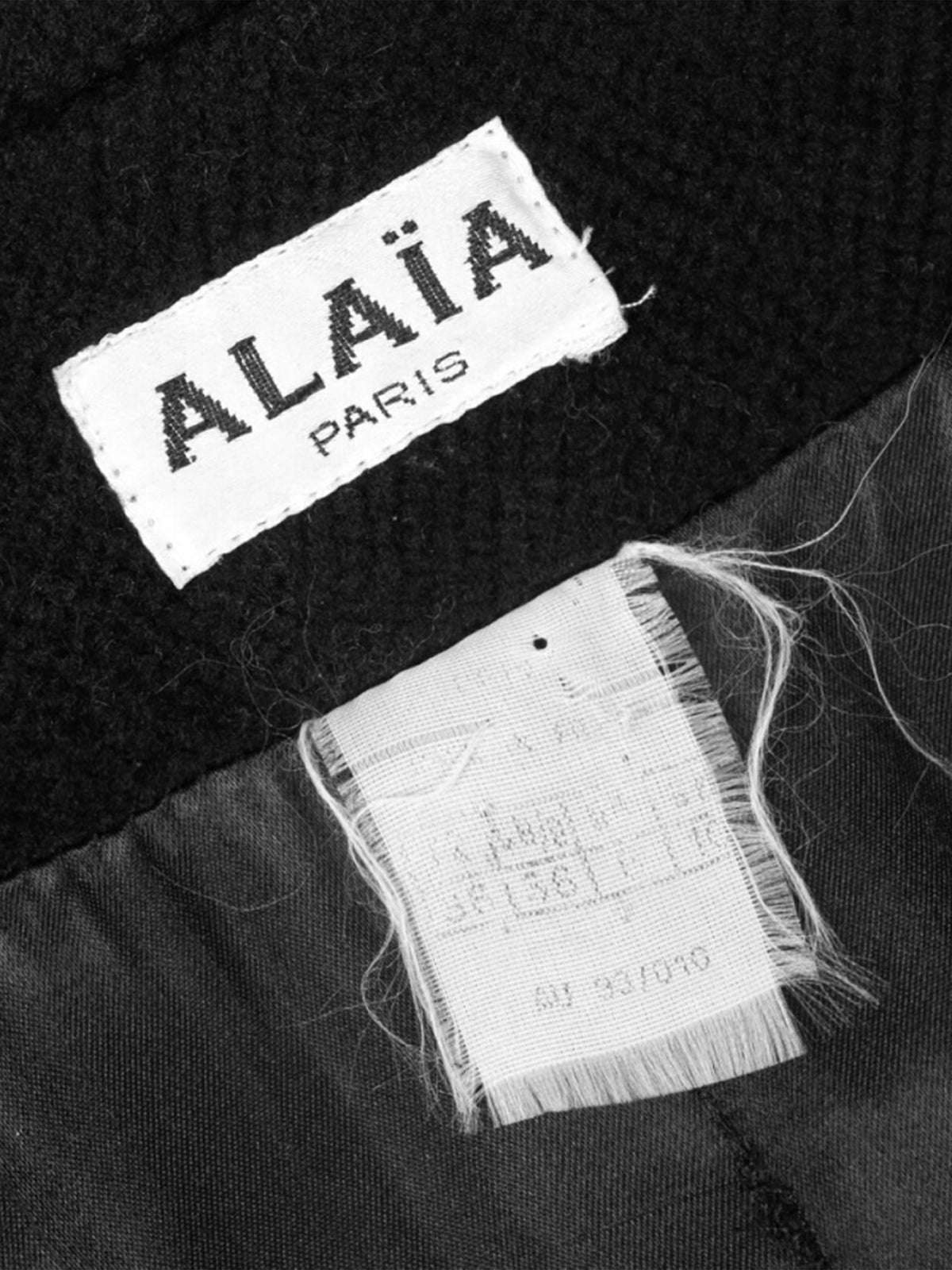Azzedine Alaïa FW 1993 Black Curly Wool Double-breasted Long Coat