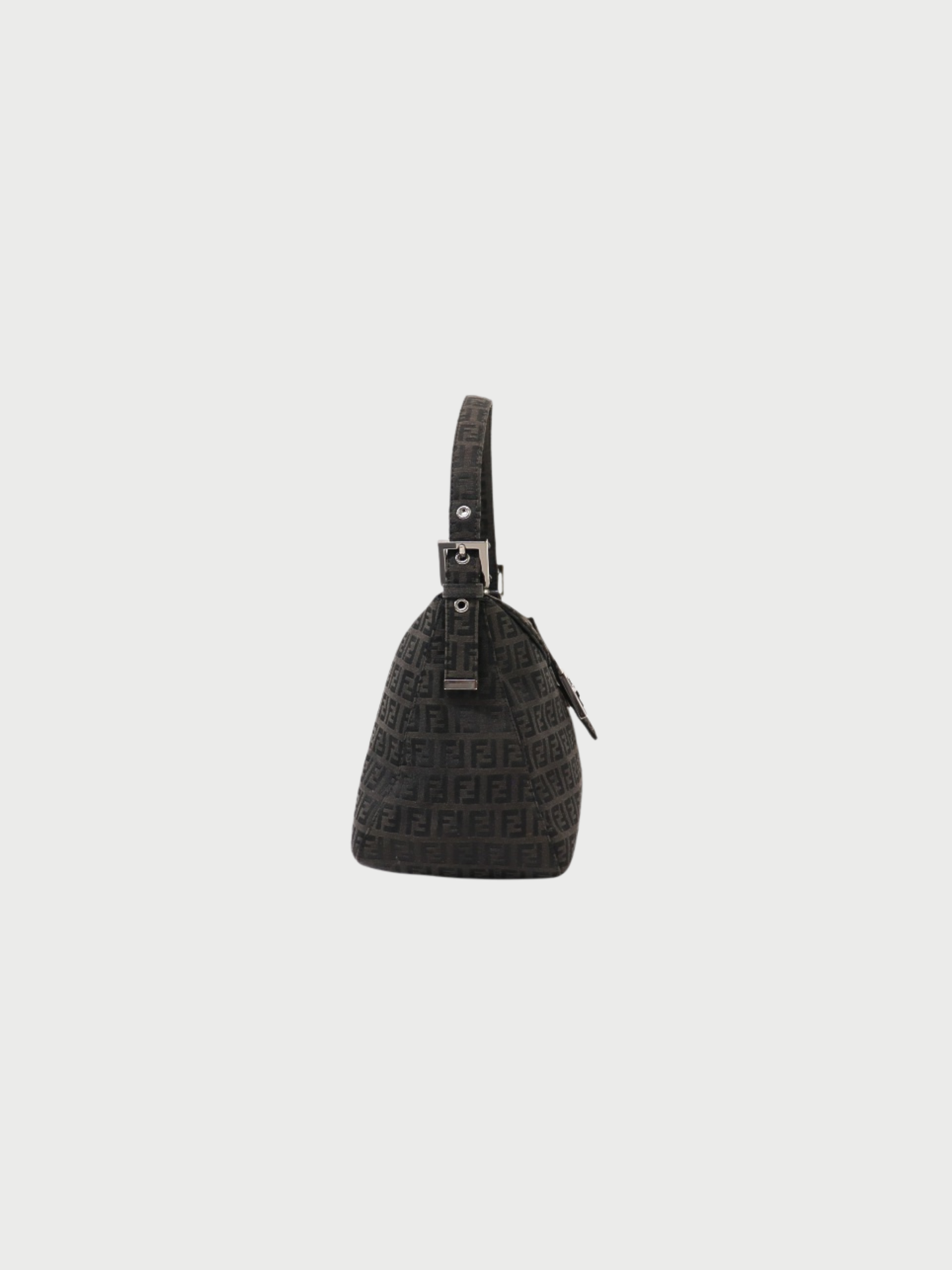 Fendi 2000s Black Zucchino Canvas Mamma Baguette Bag