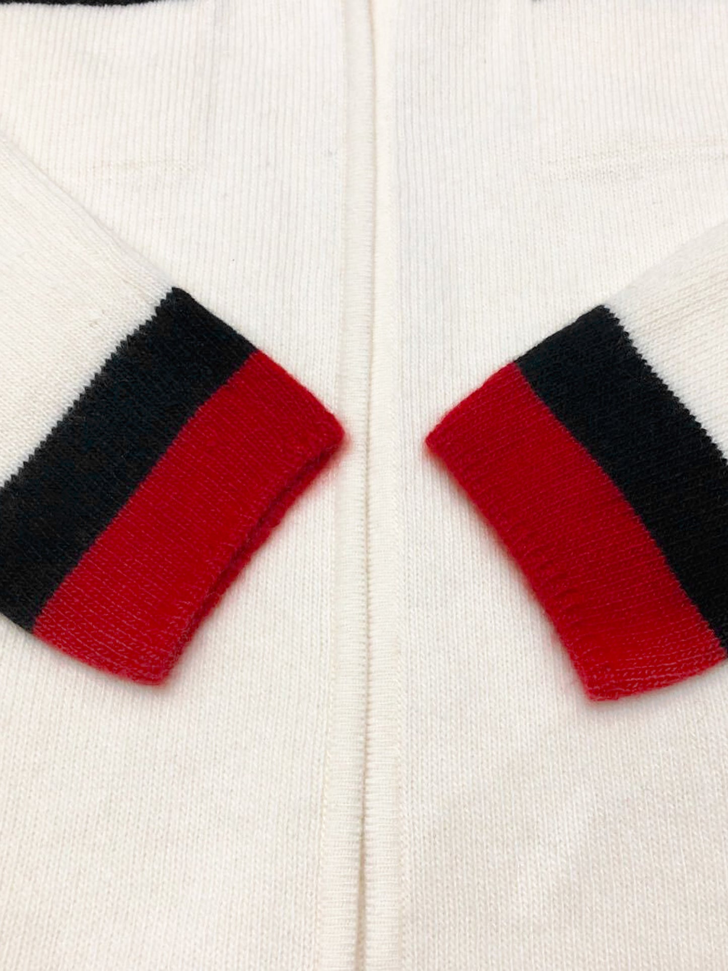 Chanel FW 2003 Off White with Black and Red Trim Cashmere Knit Cardigan