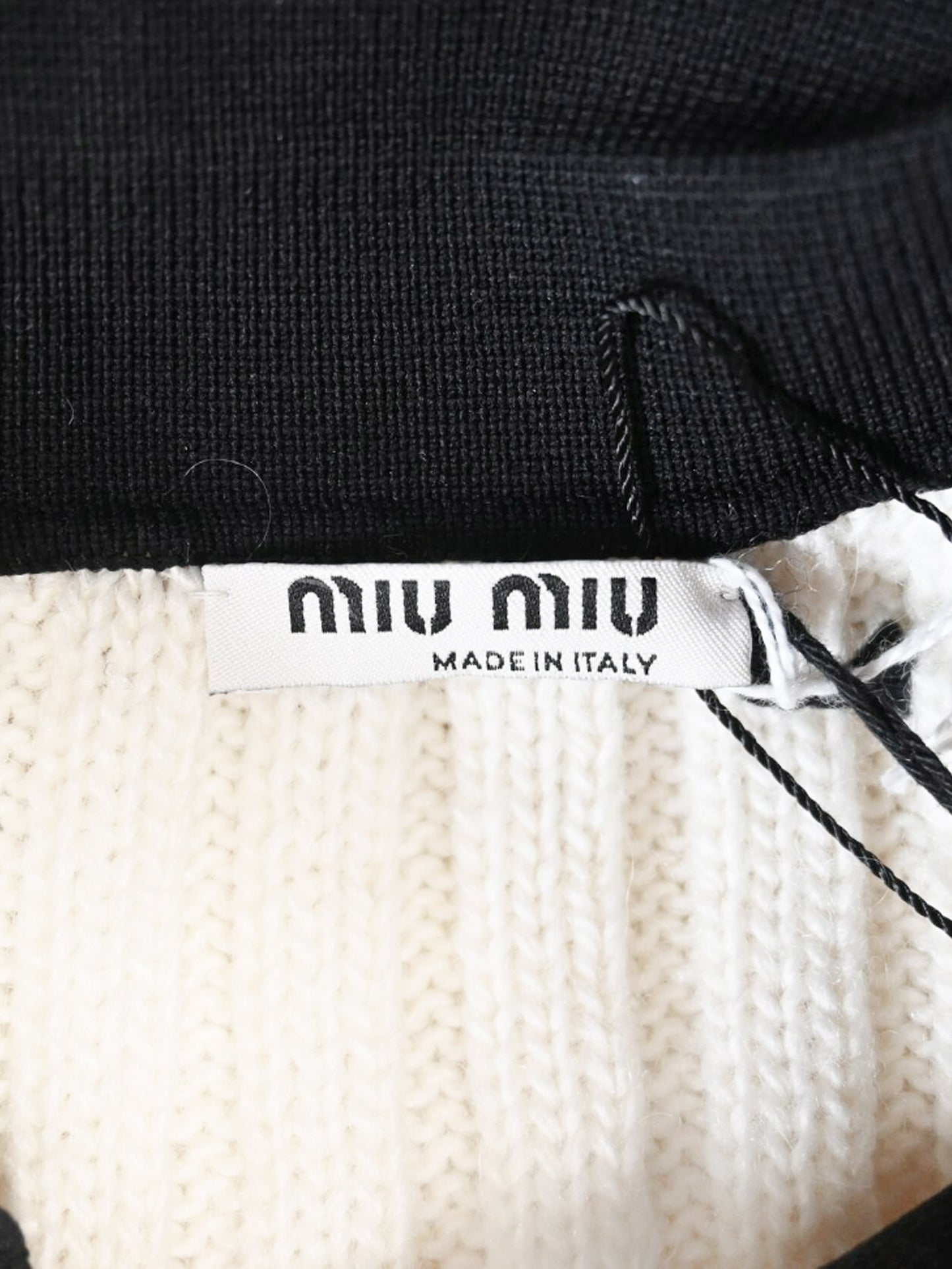 Miu Miu 2000s Cream Ribbed Knit Wool Sweater Dress