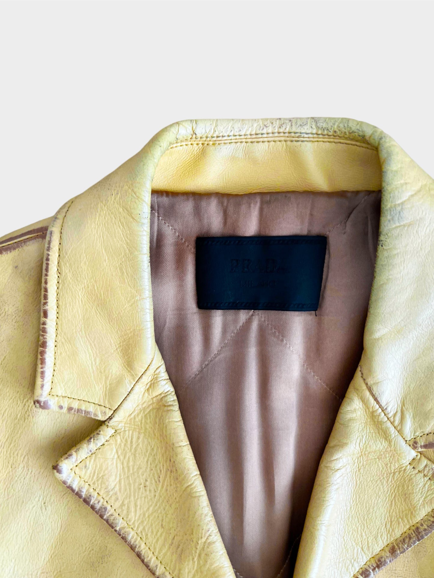 Prada 2000s Beige Tinted Leather Jacket