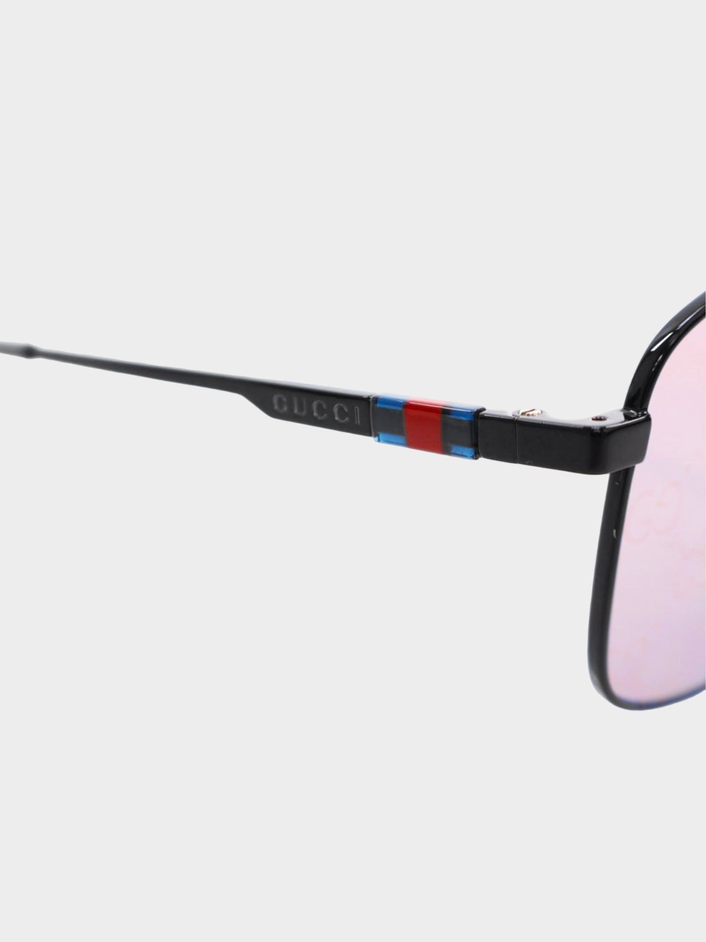 Gucci 2024 Black Metal Navigator Frame Sunglasses