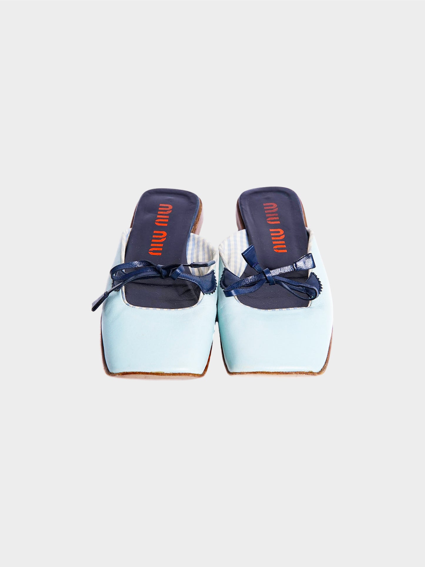 Miu Miu SS 2000 Light Blue Plaid Leather Flats