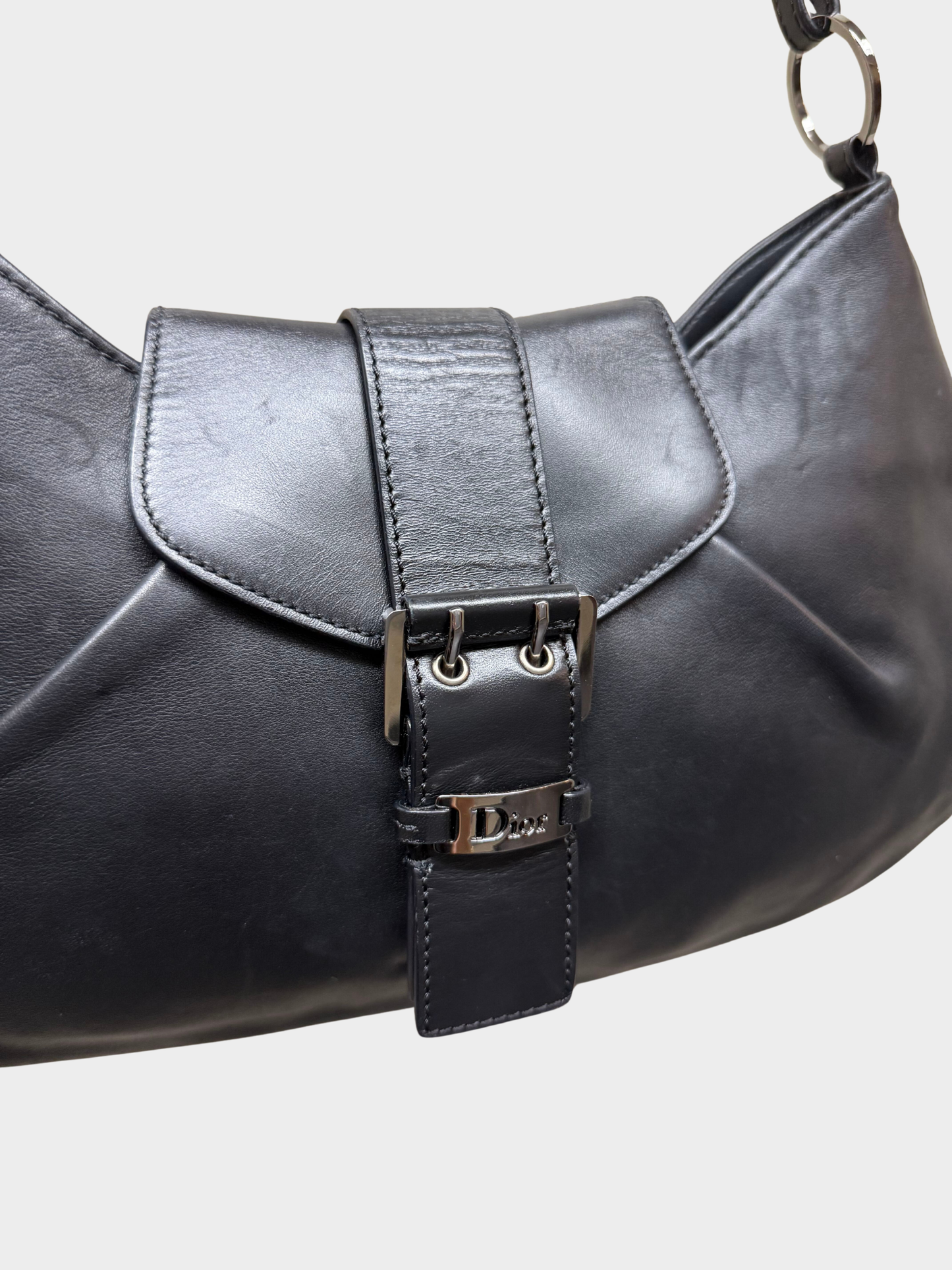 Christian Dior 2002 Black Leather Street Chic Hobo Bag