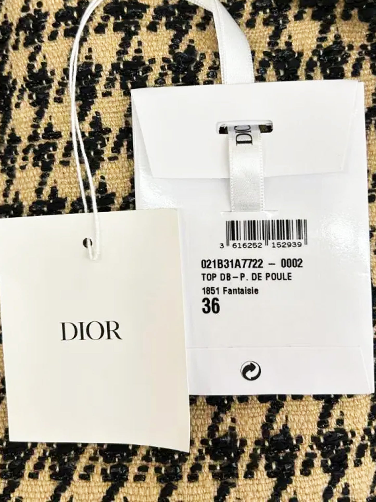 Christian Dior 2020s Beige Woven Houndstooth Mini Dress