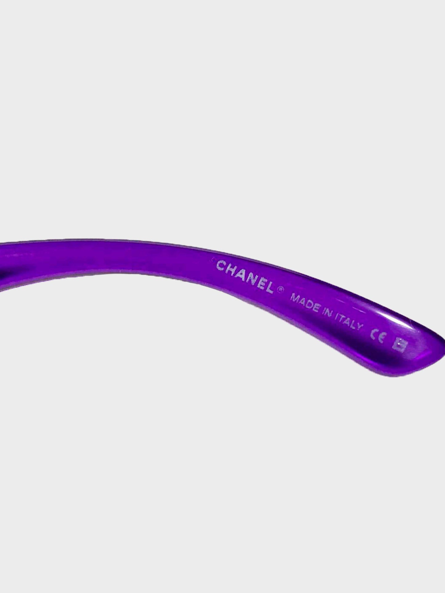 Chanel 2010s Purple CC Aviator Sunglasses