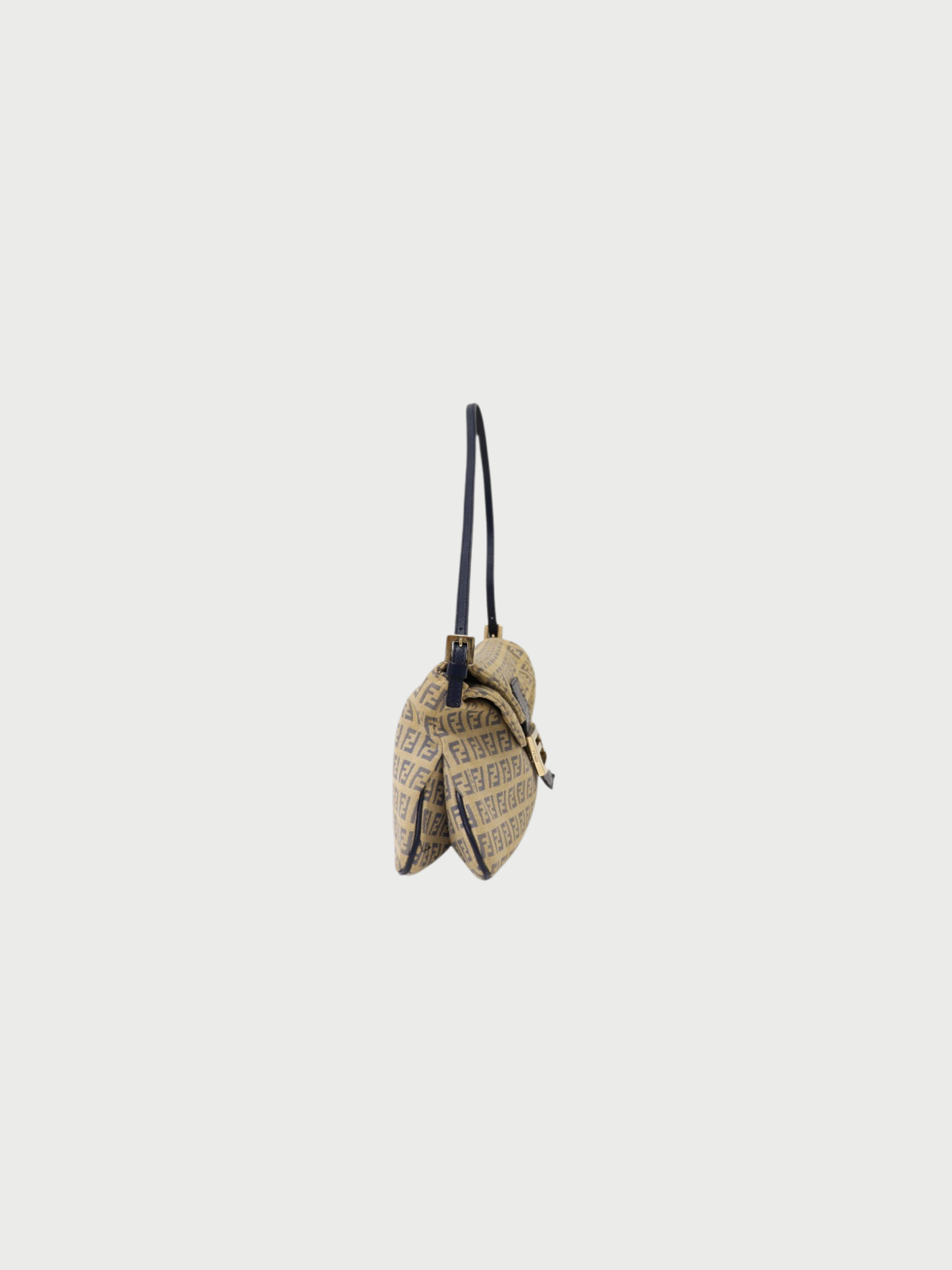 Fendi 2000s Beige Zucchino Canvas Leather Mamma Baguette