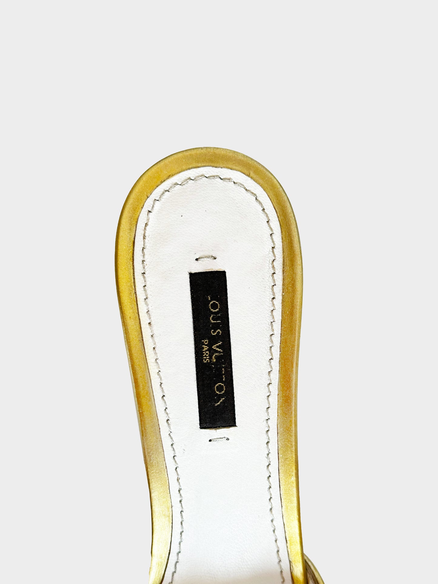 Louis Vuitton 2000s Gold and White Multicolor Monogram Slide Sandals