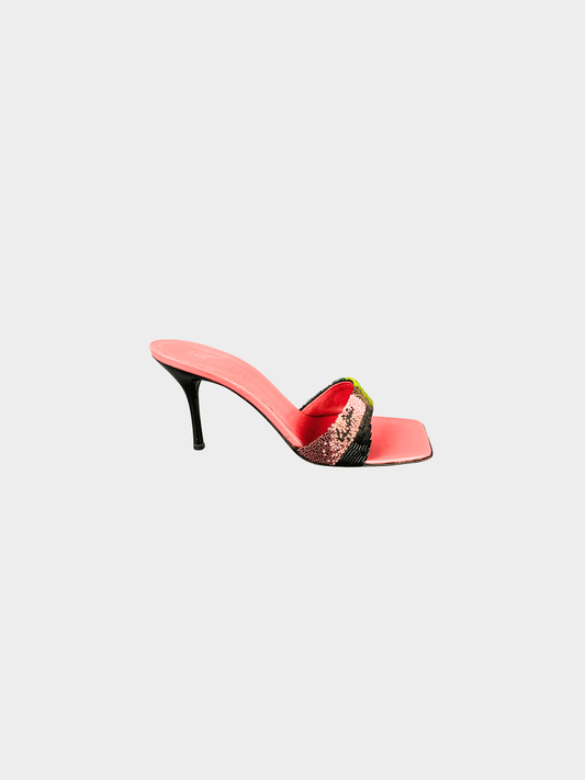 Giuseppe Zanotti 2000s Pink Beaded Sandal Heels