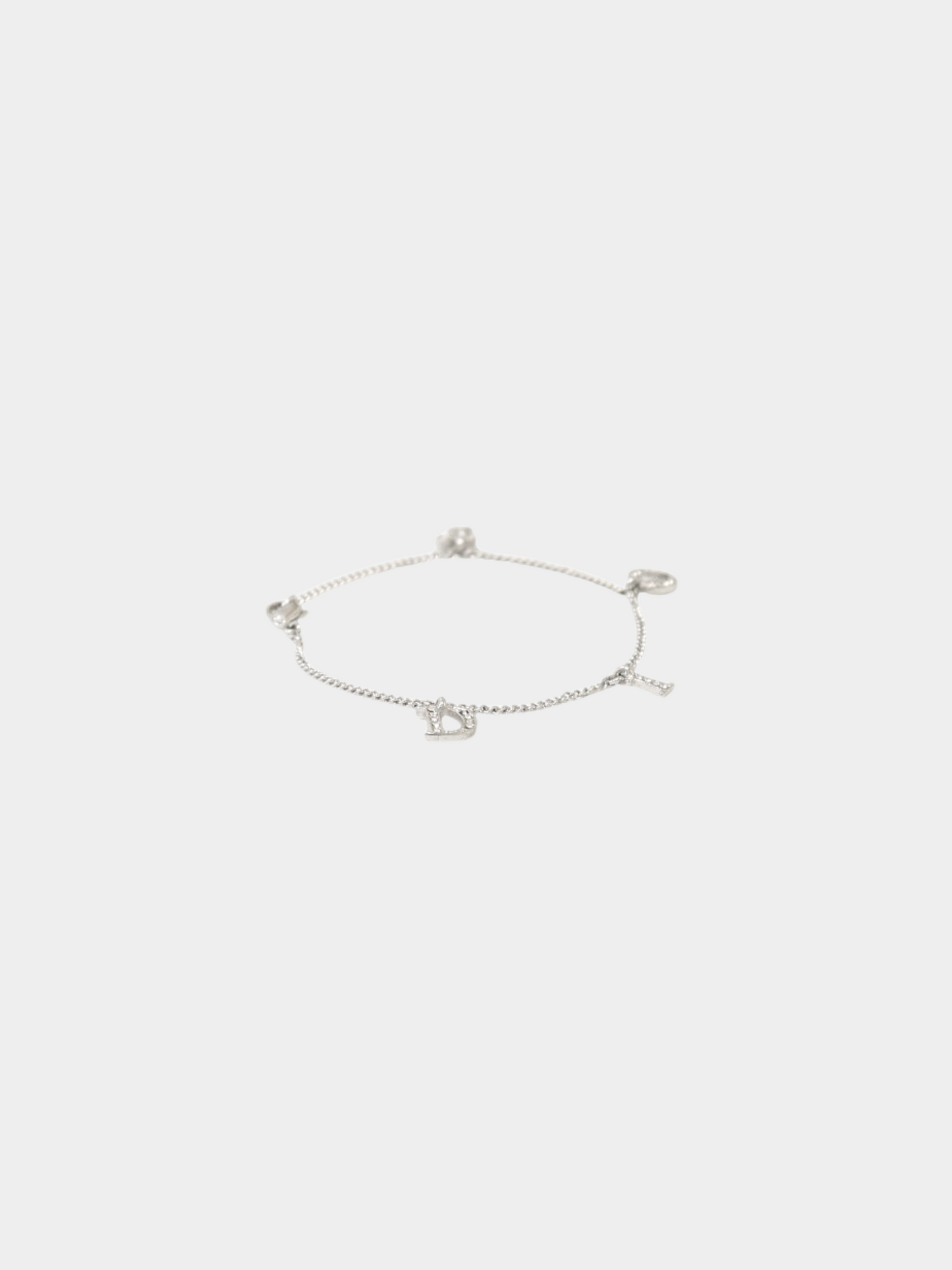 Christian Dior 2000s Rhinestone Logo Charm Bracelet