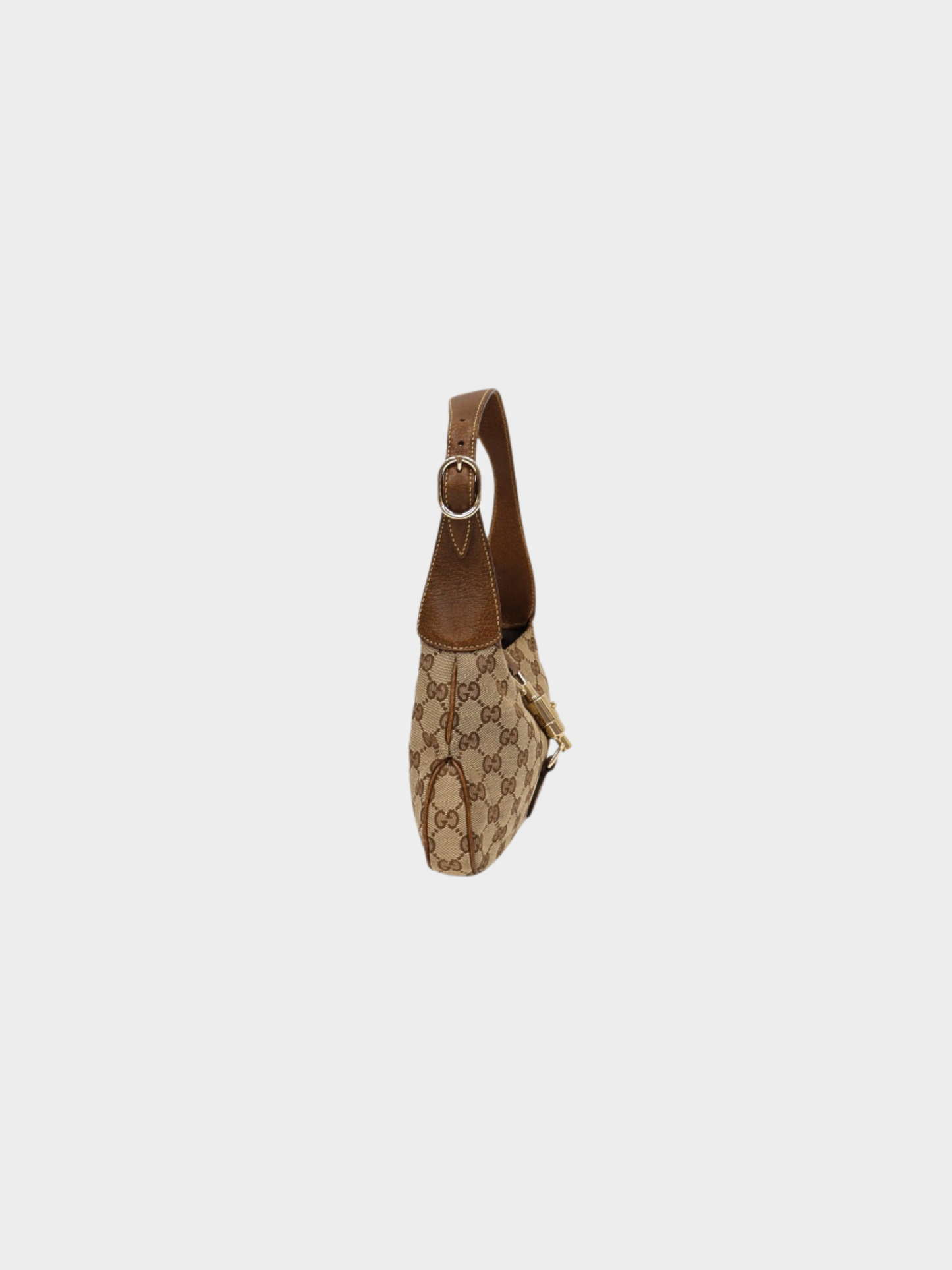 Gucci 2000s Brown Beige GG Canvas New Jackie Shoulder Bag
