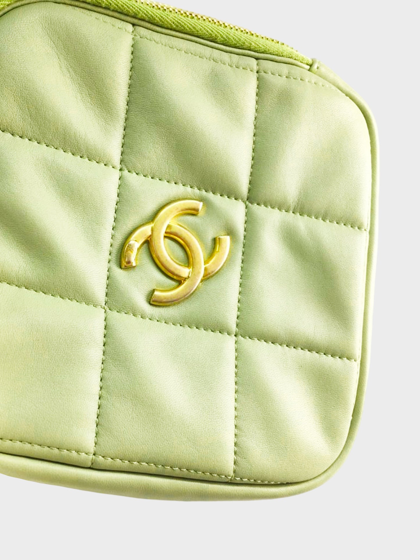 Chanel Late 2020-2021 Pastel Green Lambskin Quilted Seasonal Diamond Crossbody Bag