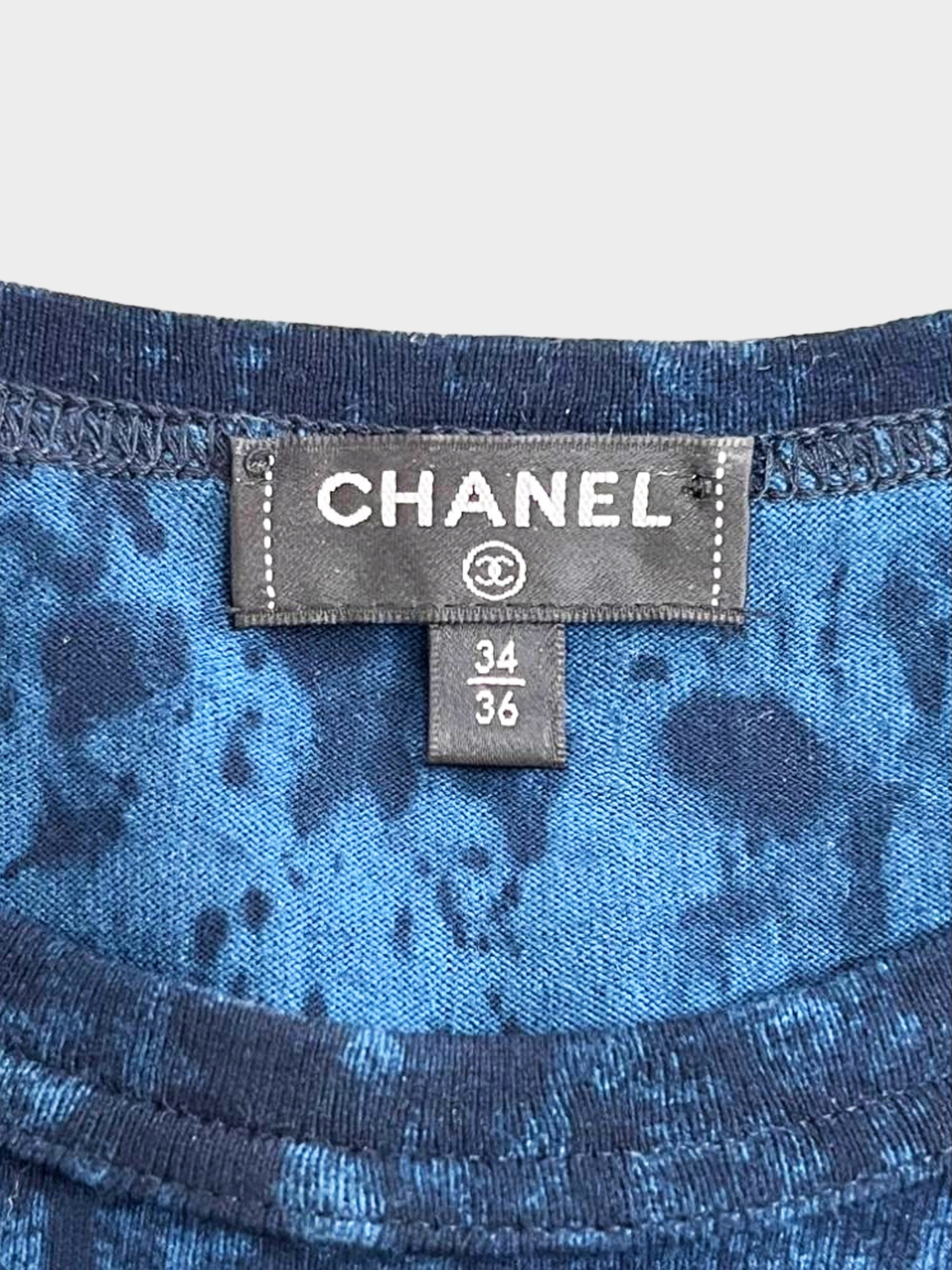 Chanel 2021 Blue Rope Logo Cotton Wrap T-shirt
