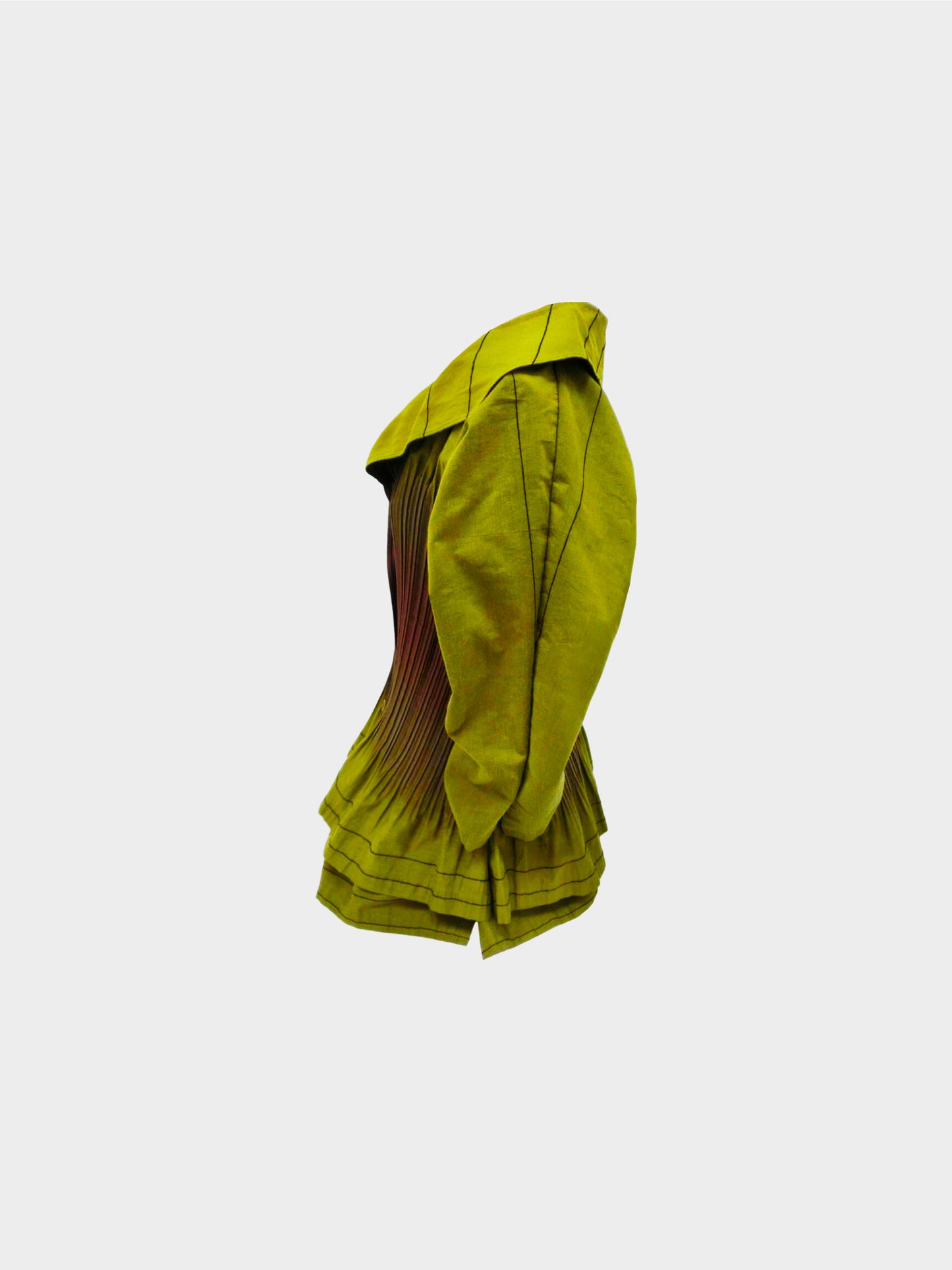 Issey Miyake FW 2017 Rare Fete Apoc Green and Brown Top and Jacket Set