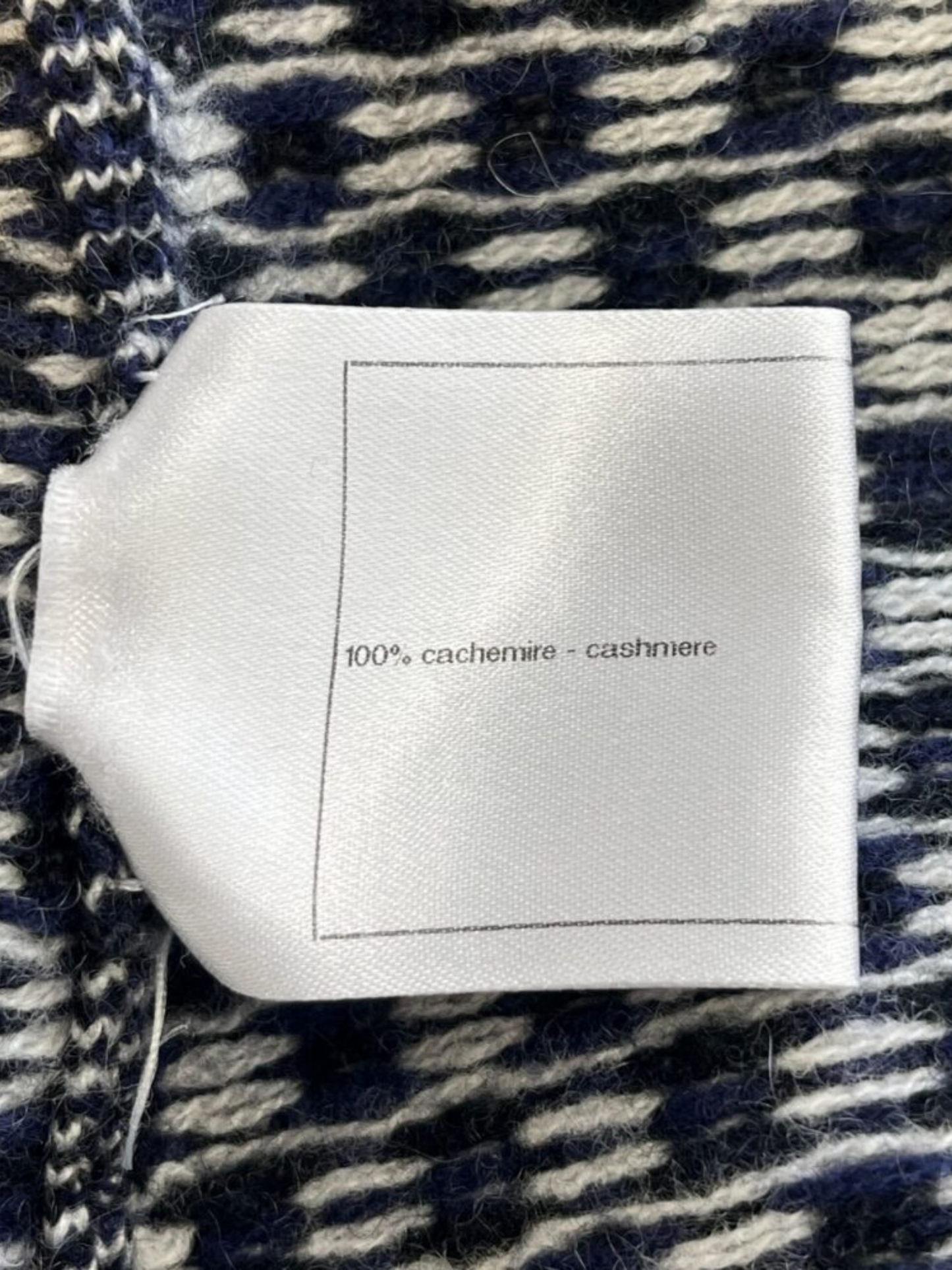 Chanel SS 2014 Black Blue White Cashmere Spotted Checkerboard Knit Cardigan