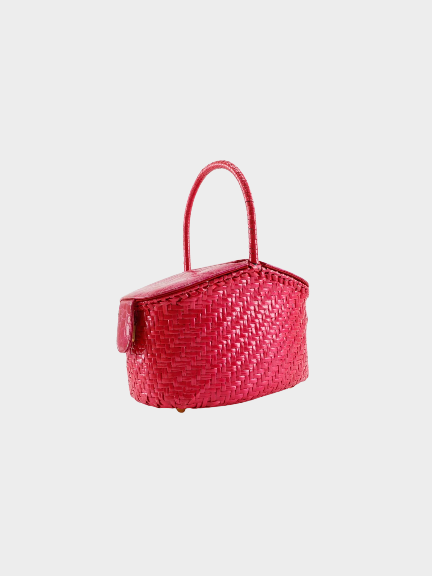 Fendi 2000s Raspberry Pink Straw Embossed Leather Handbag