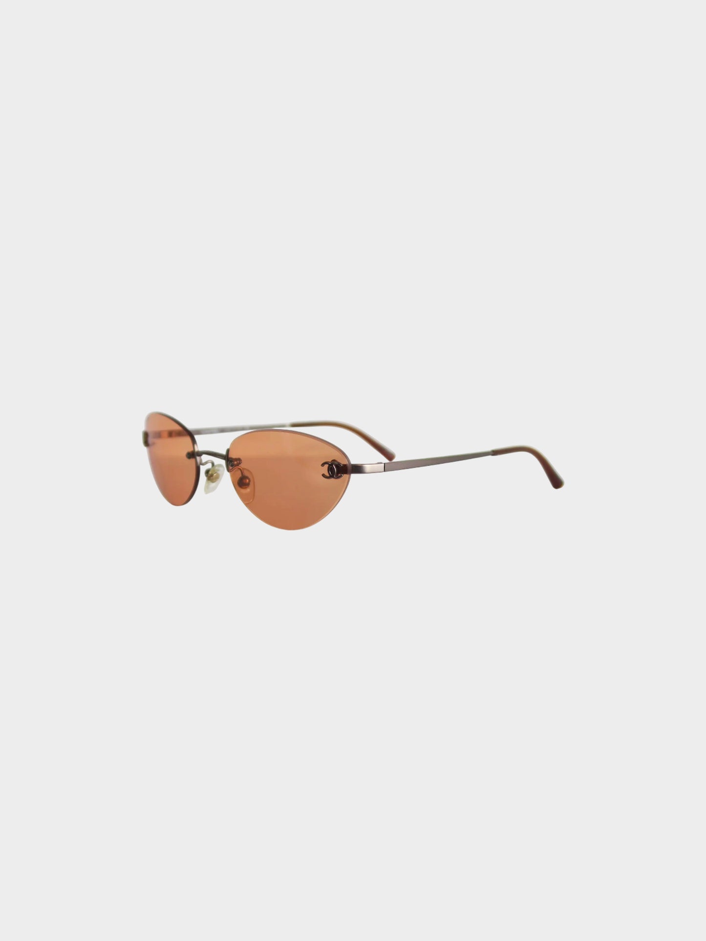 Chanel 2000s Orange Tinted Rimless CC Sunglasses