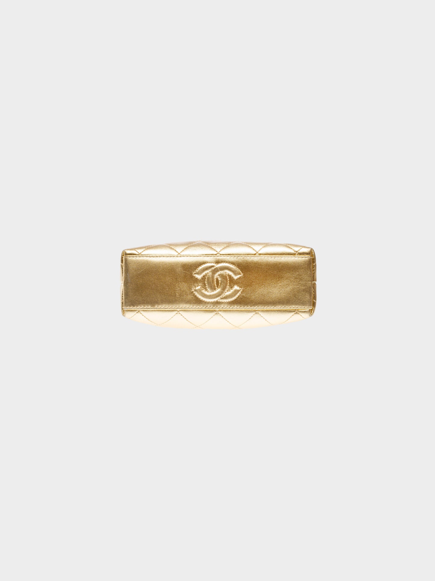 Chanel 1994-1996 Metallic Gold Quilted Leather Evening Bag