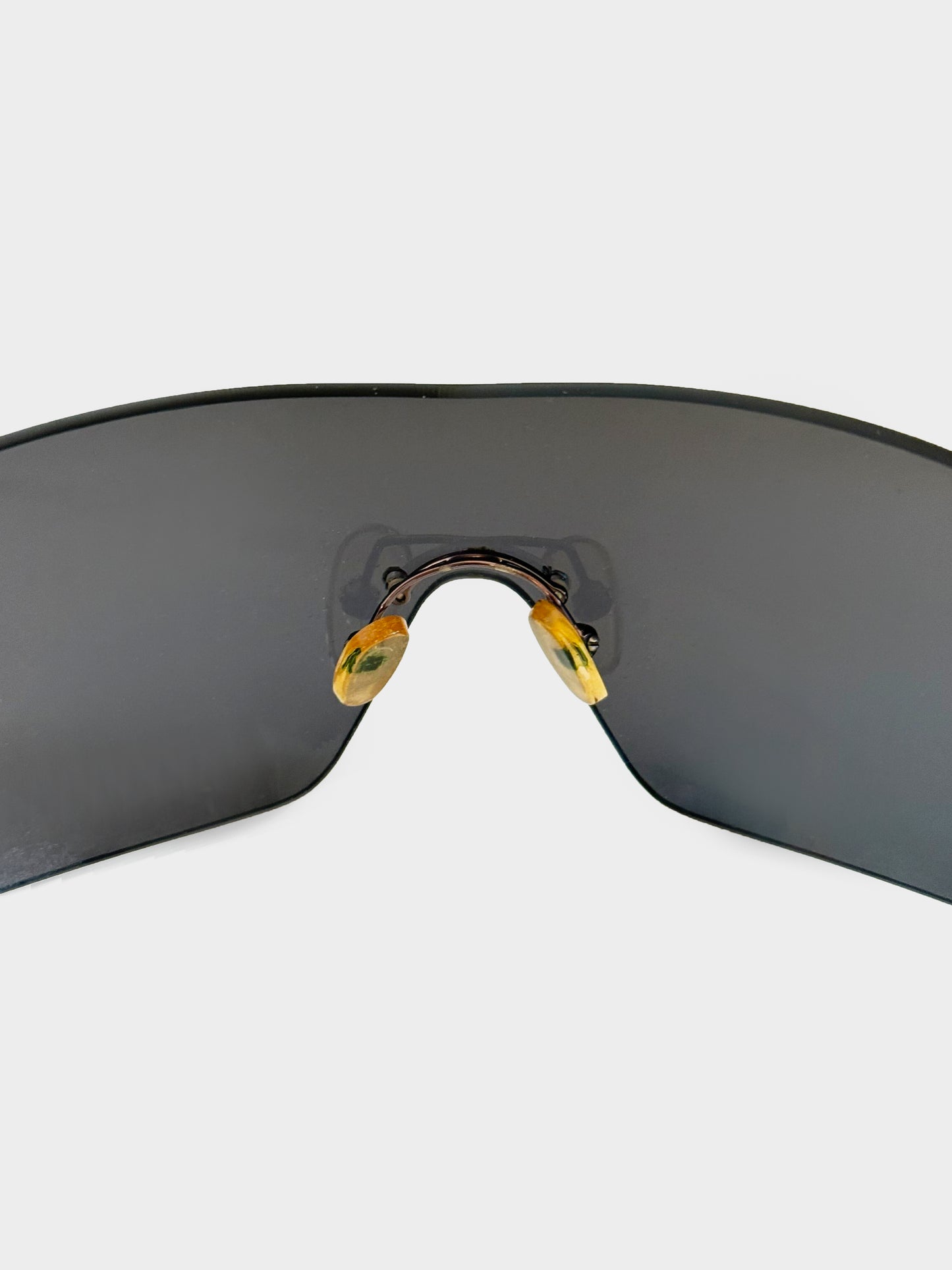 Blumarine 2000s Black Shield Rhinestones Sunglasses