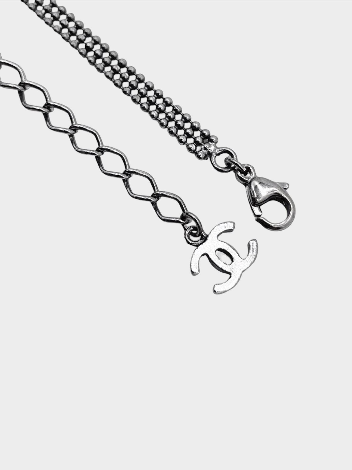 Chanel Fall 2006 Gunmetal Silver CC Rhinestone Choker Necklace