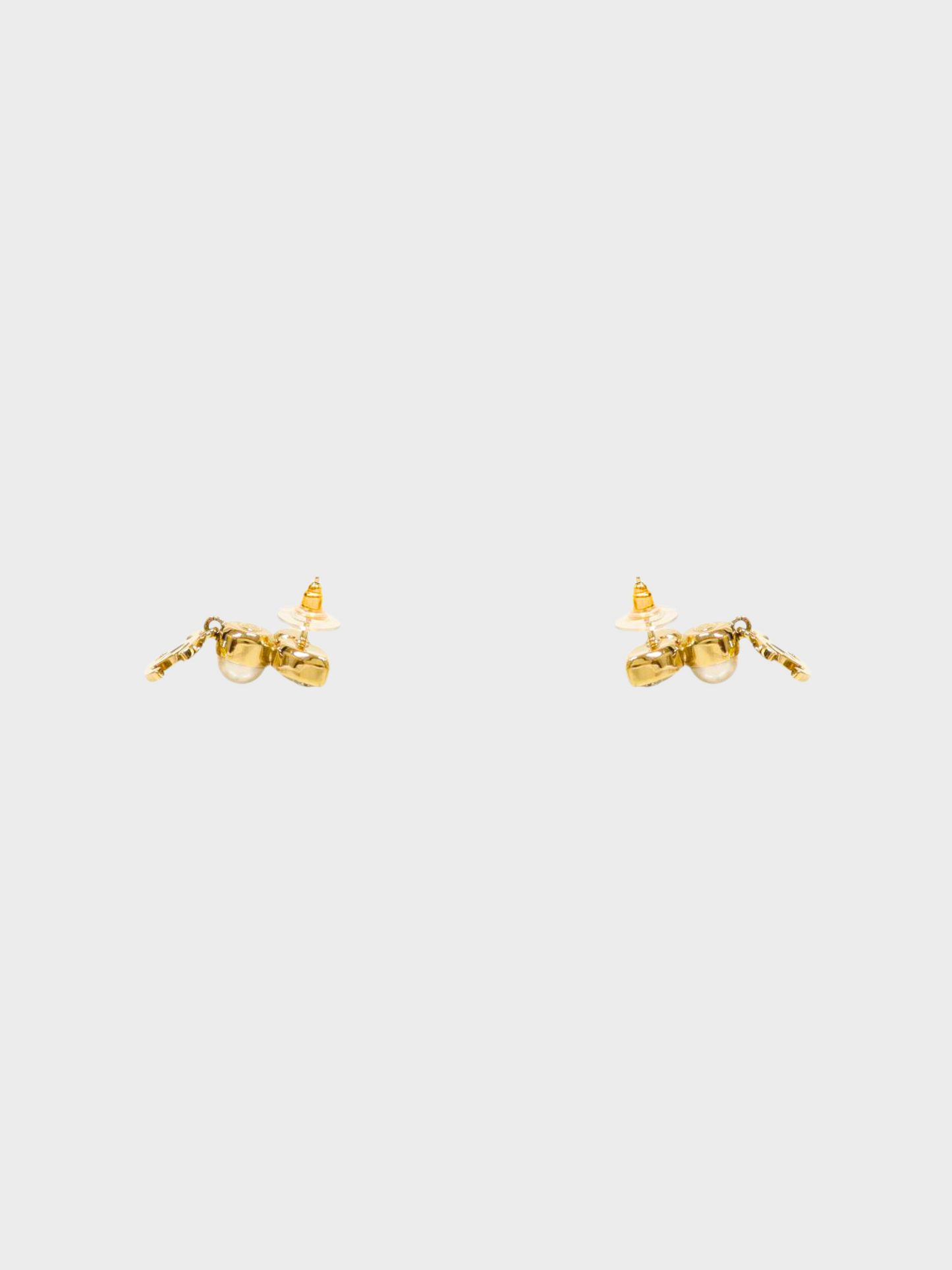 Chanel 2022 Gold Coco Rhinestone Pearl Hanging Earrings
