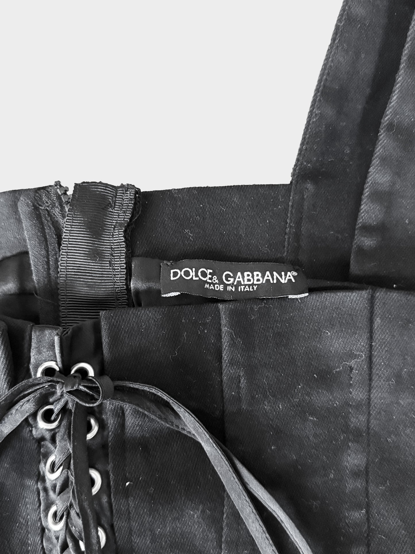 Dolce and Gabbana 2010s Black Lace-up Corset Top