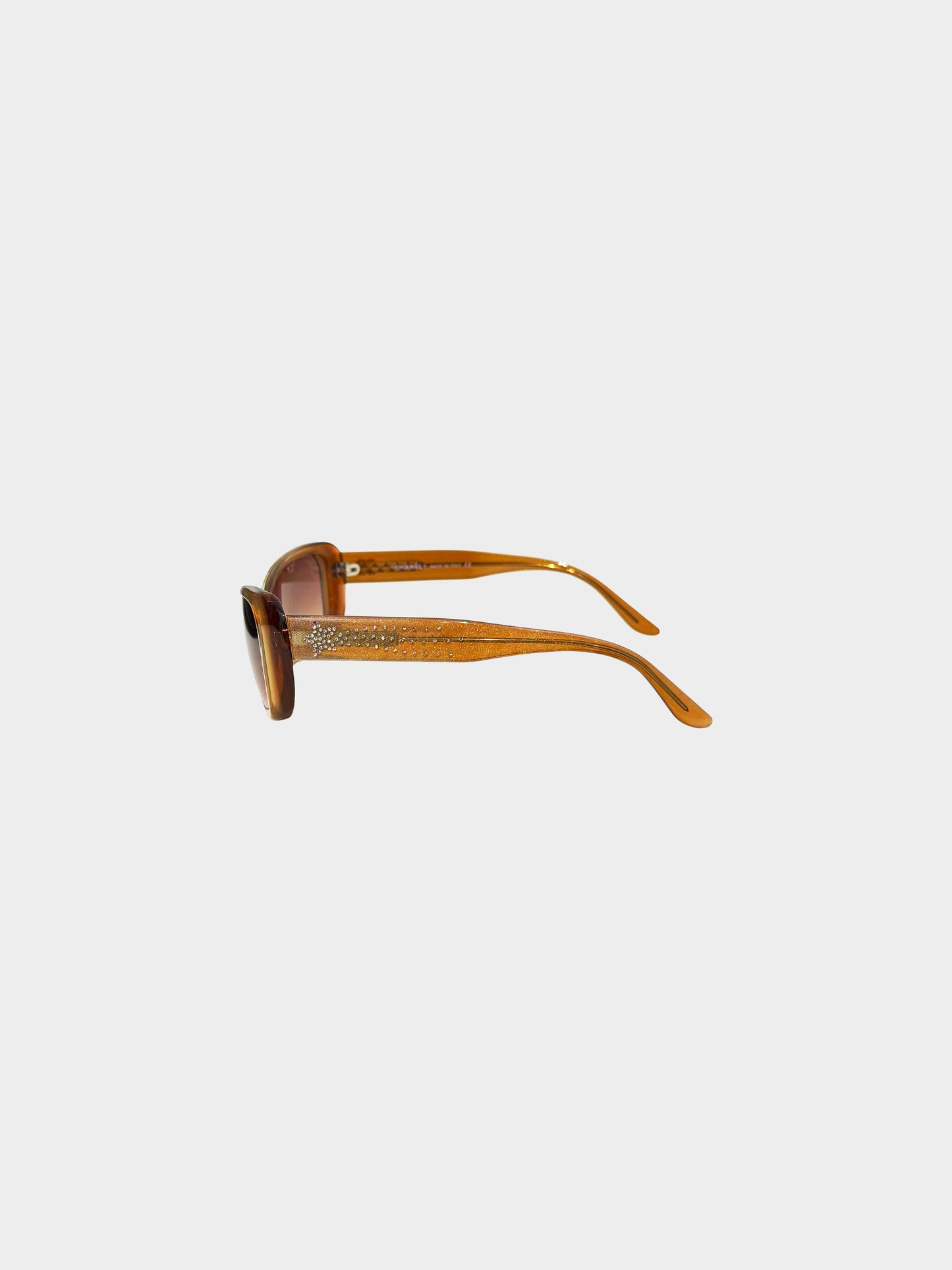 Chanel 2000s Brown CC Rectangular Sunglasses
