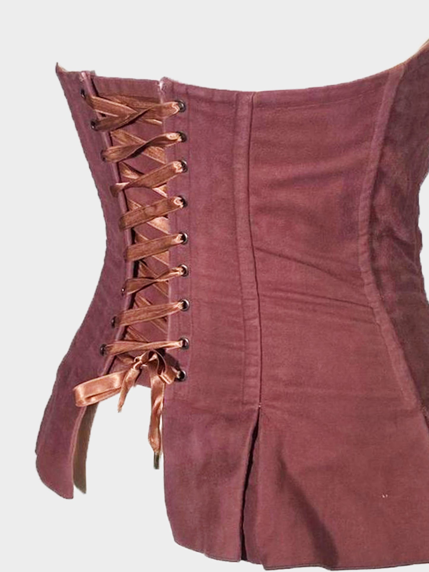 Chloé by Stella McCartney FW 2001 Brown Velvet and Metal Bat Motif Bustier Corset Top