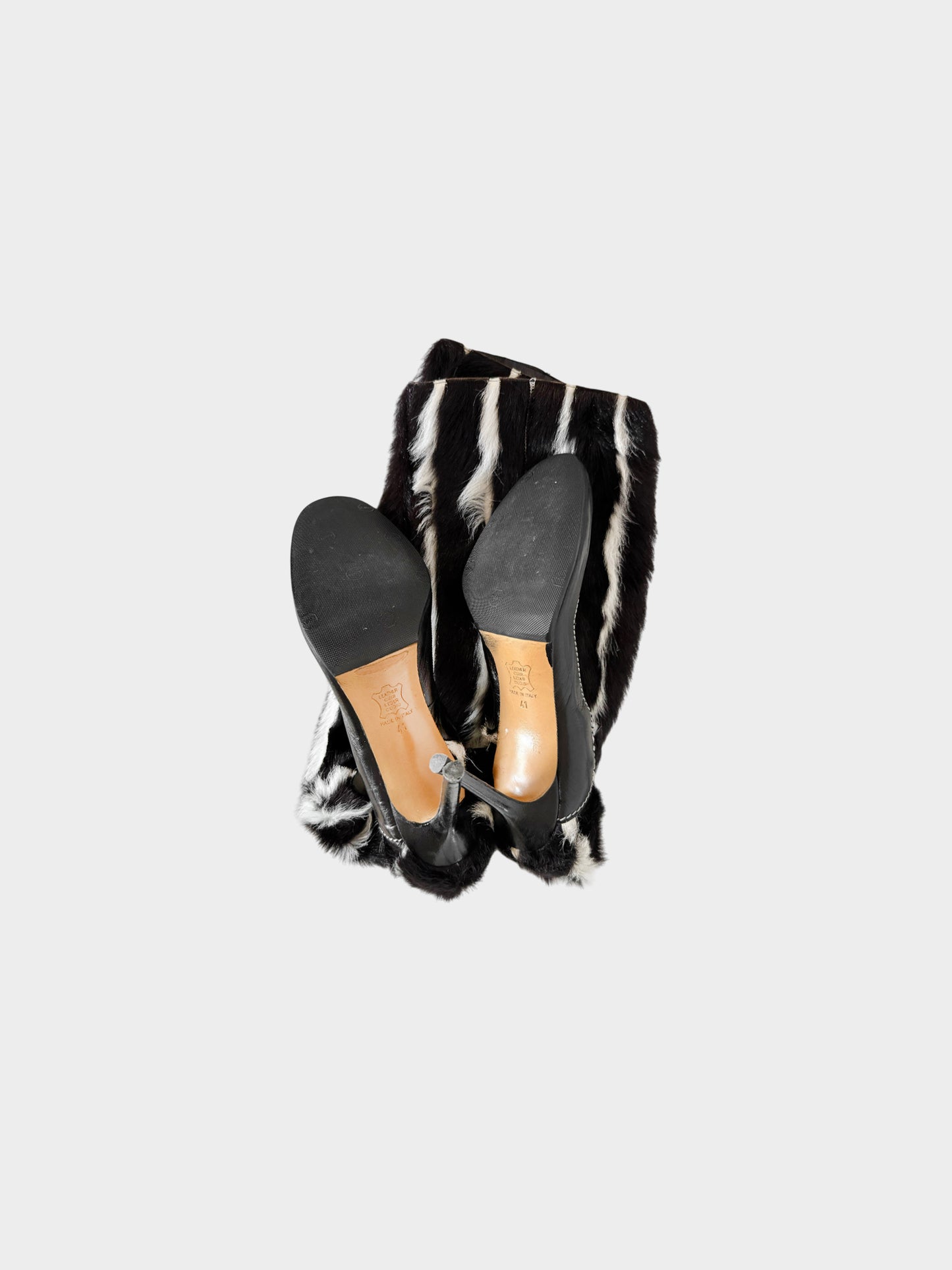 Givenchy 2010s Black and White Fur Heels