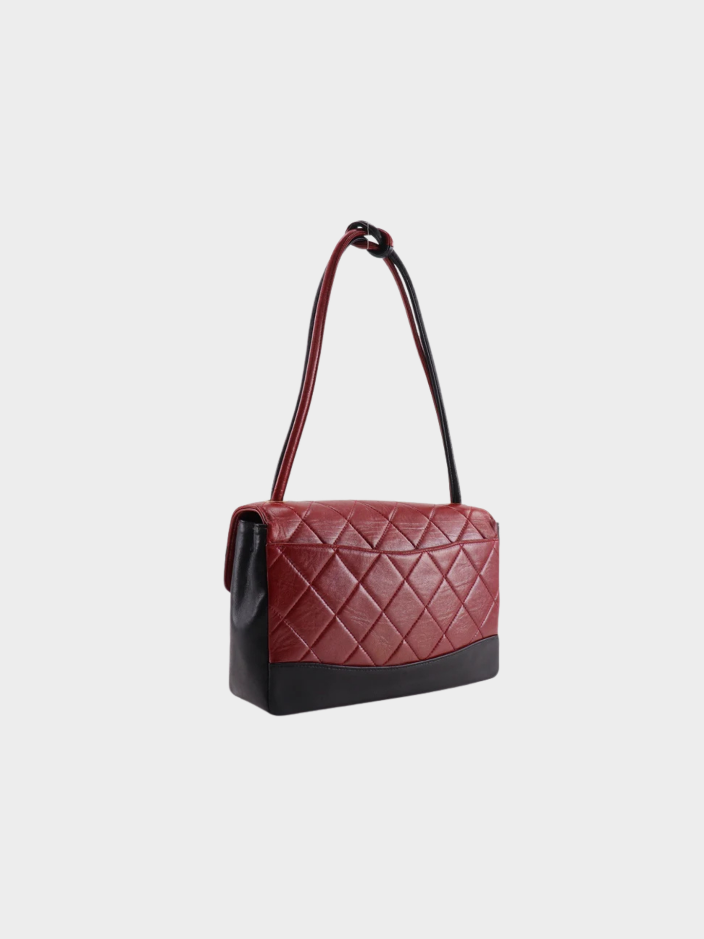 Chanel 2000s Black Red Lambskin Bicolor Matelassé Shoulder Bag
