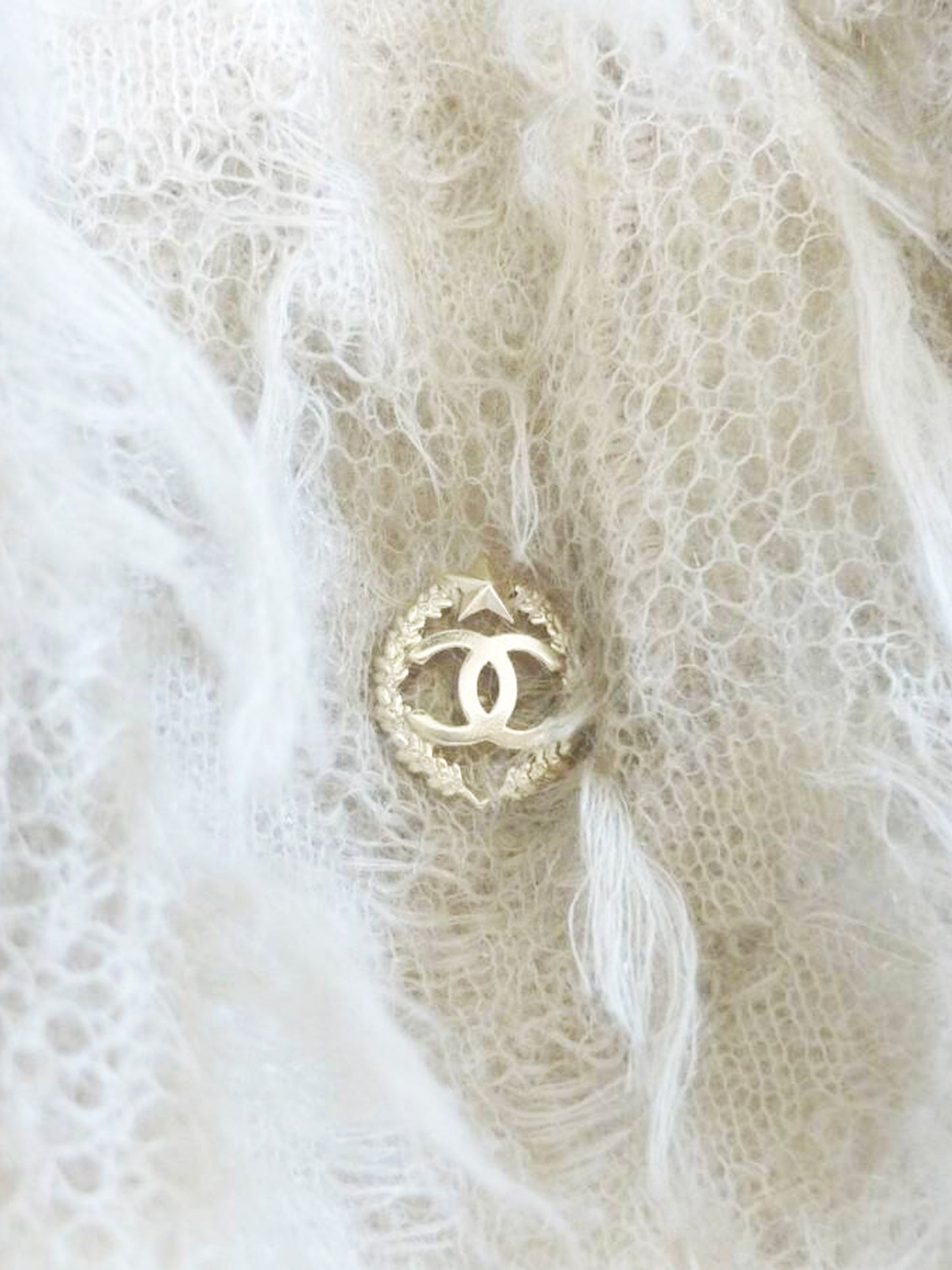 Chanel by Karl Lagerfeld FW 2009 Gossamer Mohair Knit Ruffled Sleeve Fantasy Evening Jacket with Pink Bow