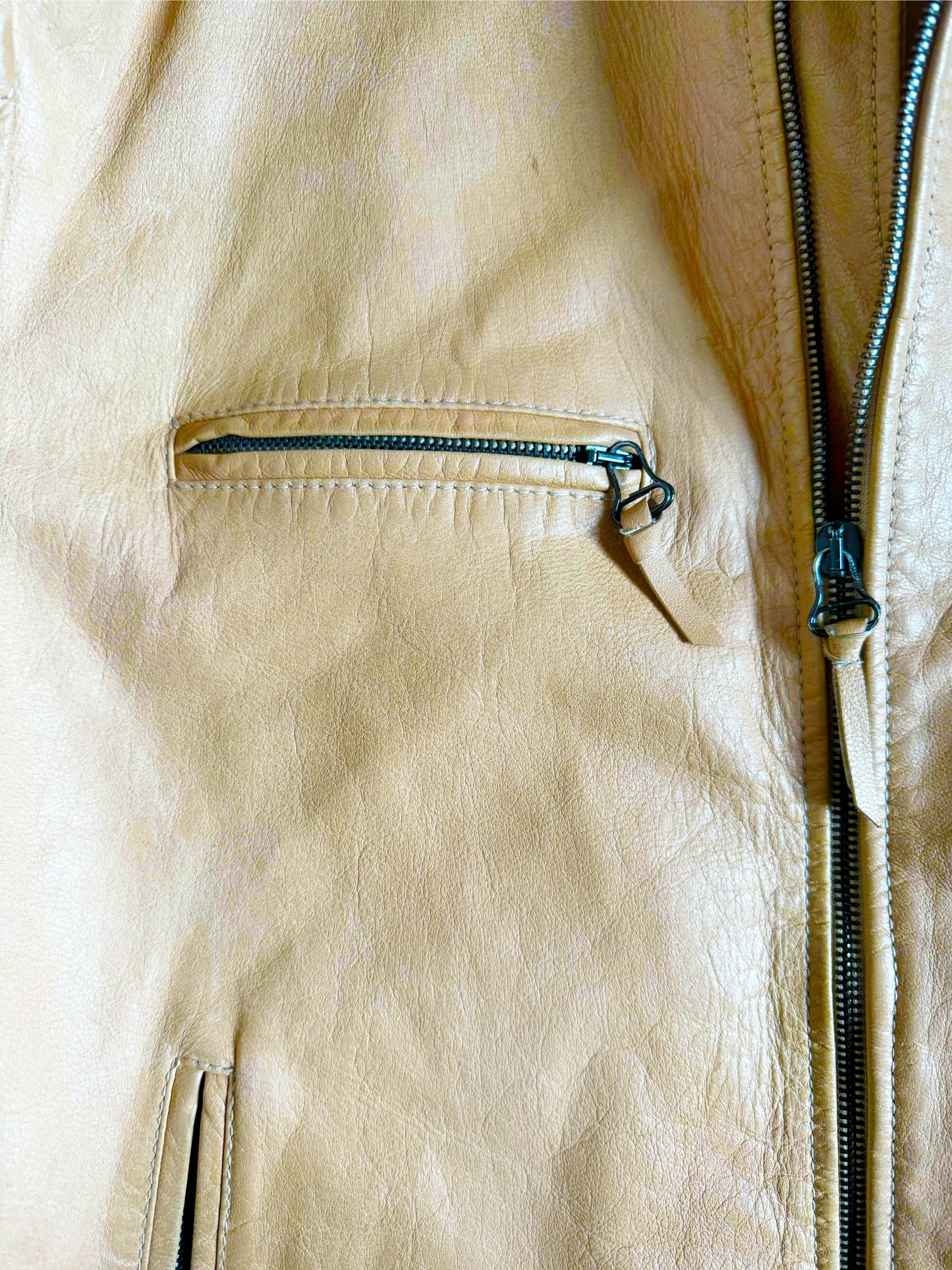 Dolce & Gabbana 2000s Beige and Red Striped Biker Jacket