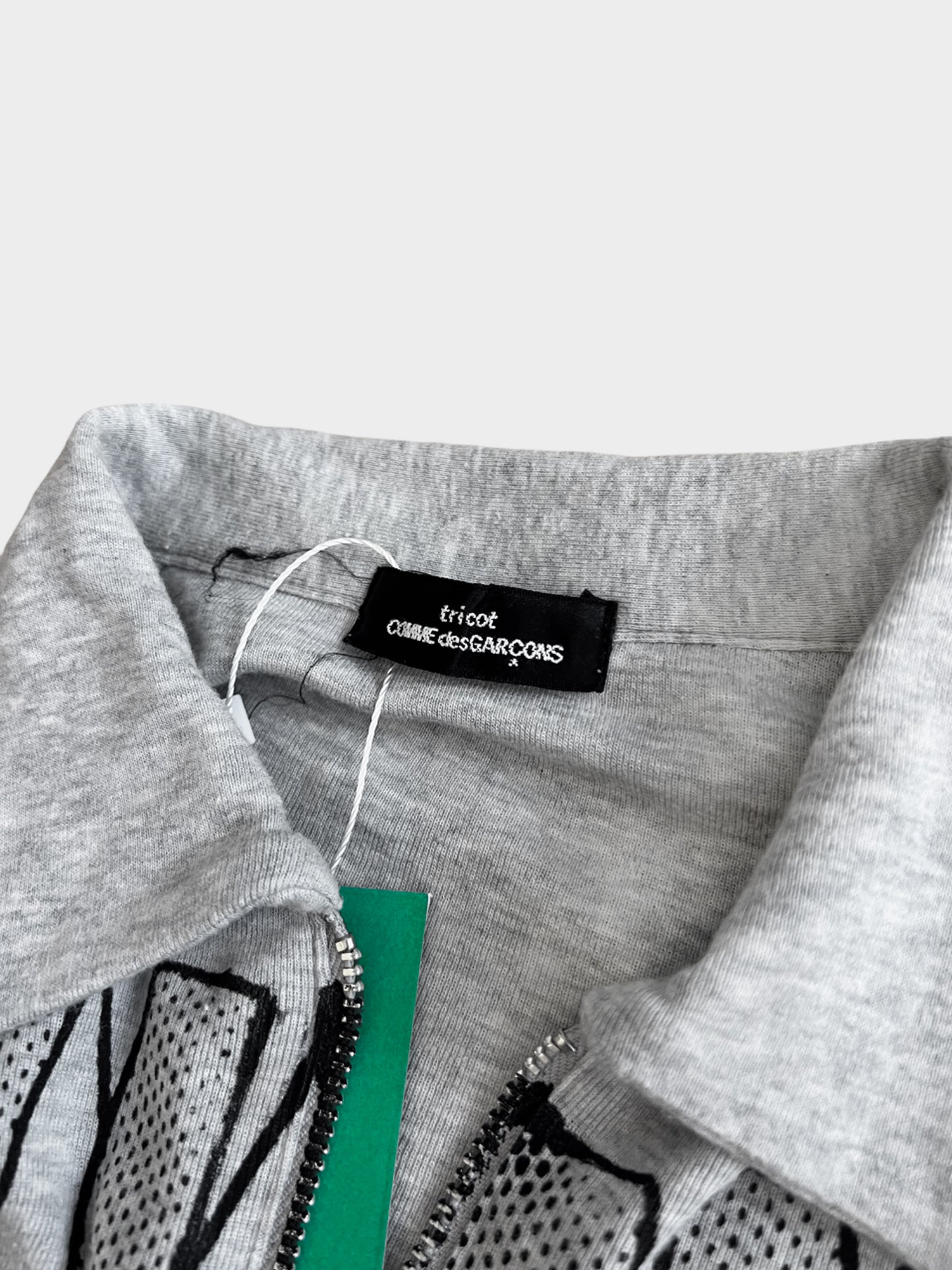 Comme des Garçons FW 2004 Grey Graphic Tricot Zip-up Shirt