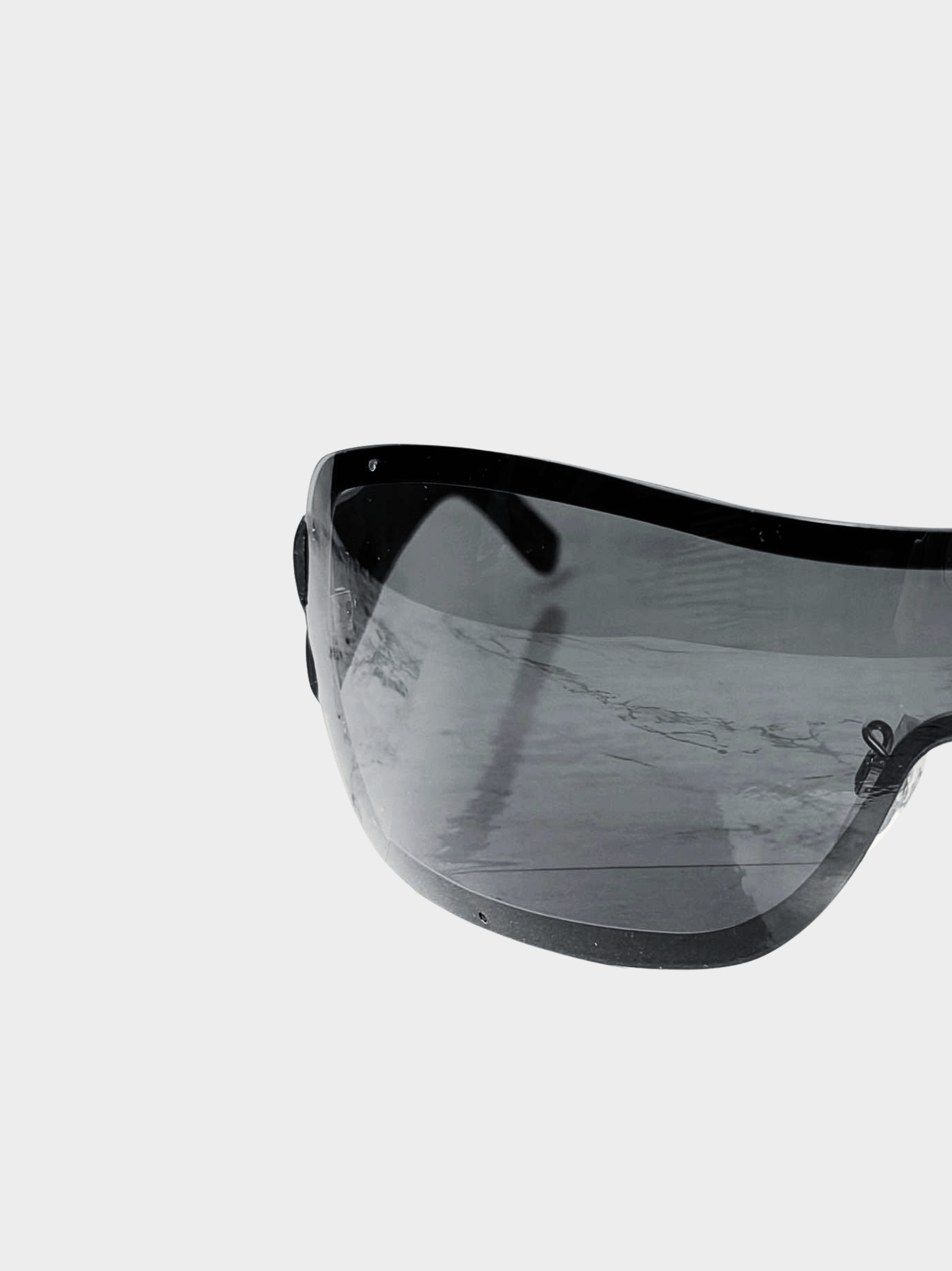 Chanel 2007-2008 Black Oversized Shield Wrap Around Sunglasses
