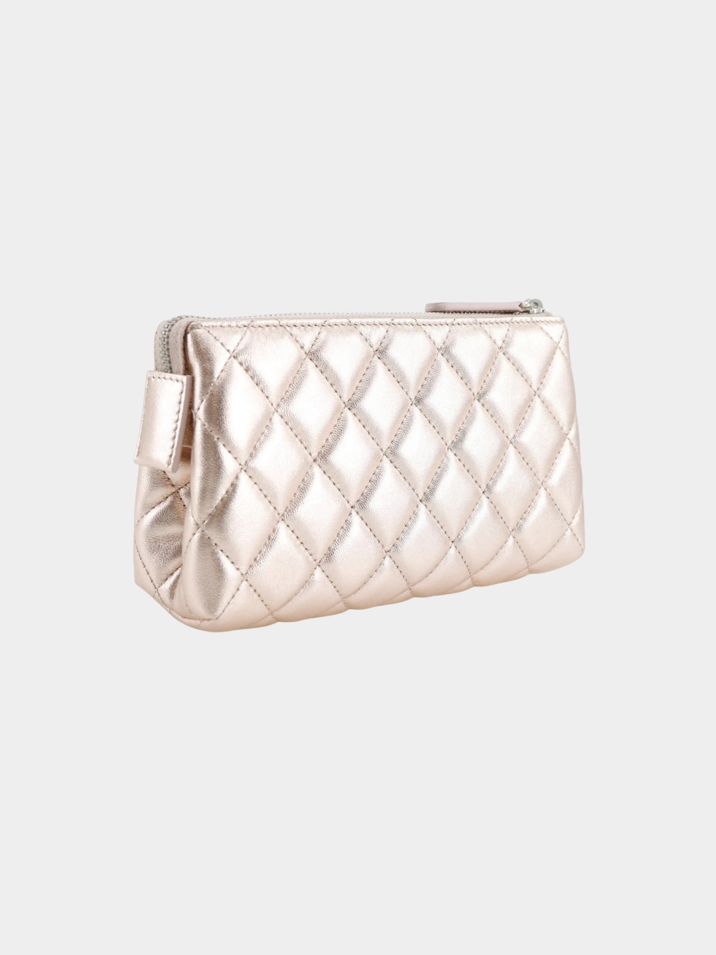 Chanel 2015 Metallic Raspberry Pink Lambskin Matelassé Pouch